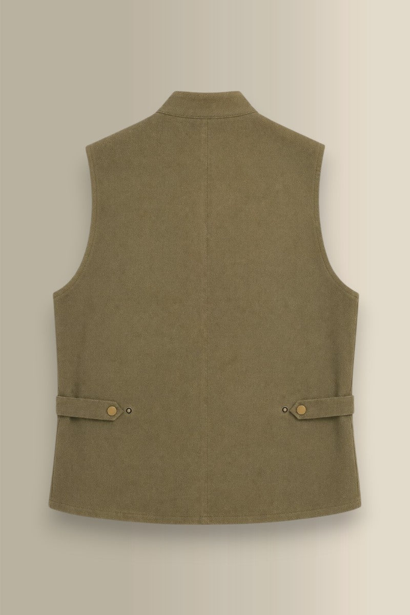 Green Linen Twill Gilet