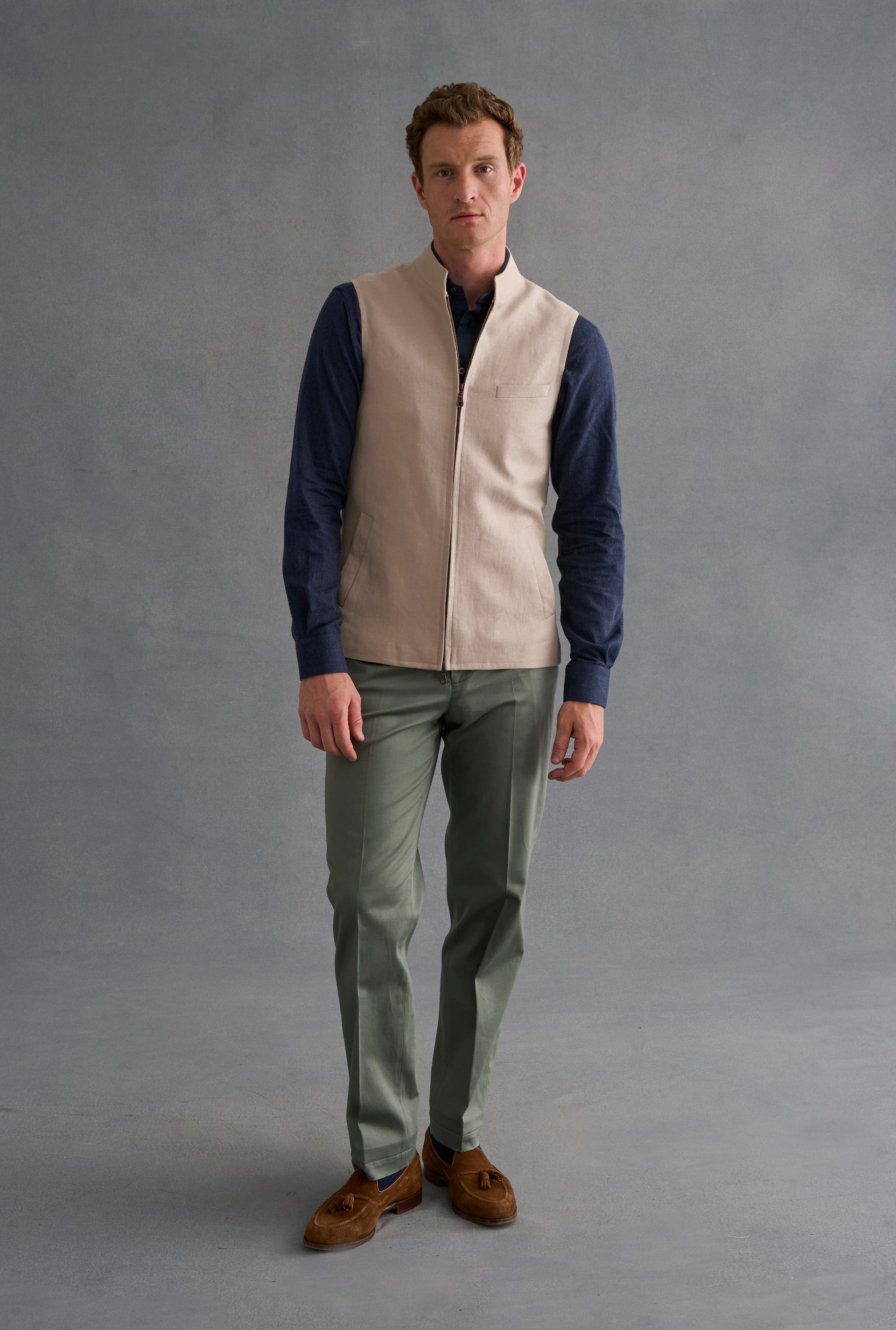 Sand Linen Twill Gilet