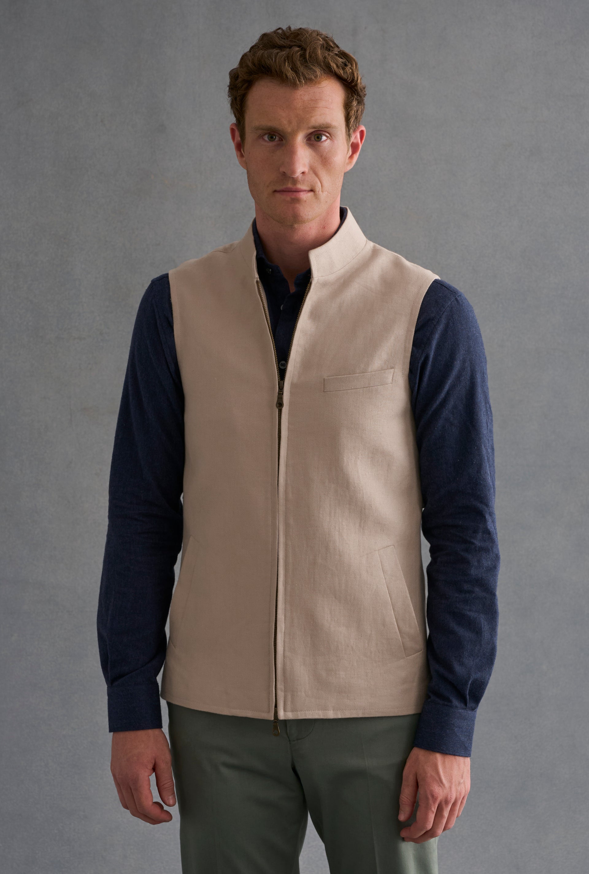 Sand Linen Twill Gilet