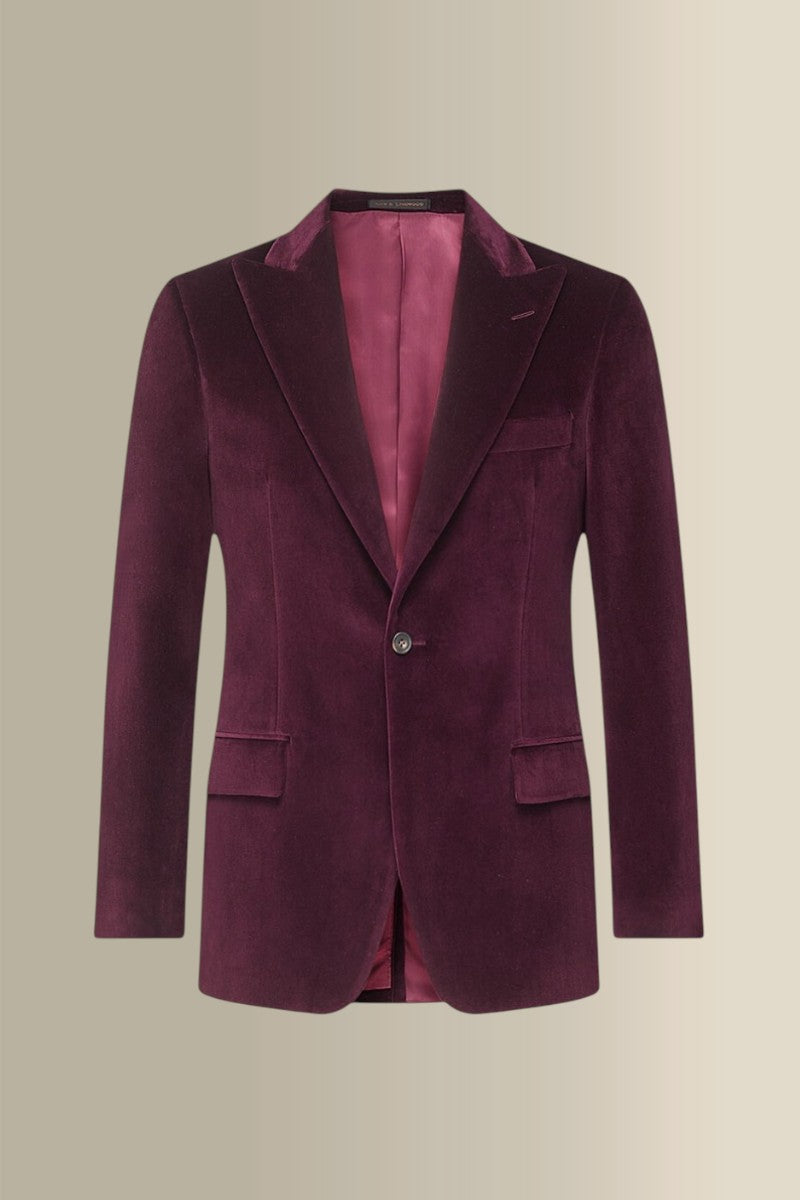 Wine Peak Lapel Single Breasted Velvet Evening Jacket