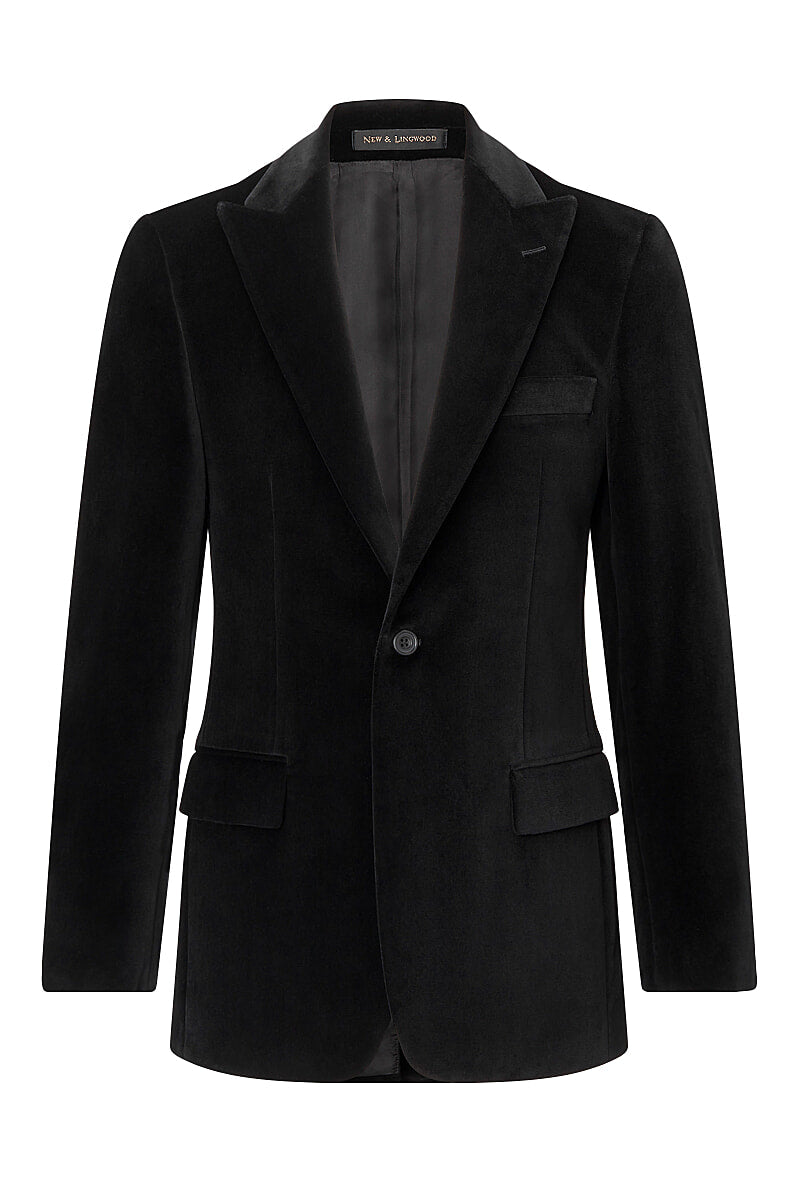 Black Peak Lapel Single Breasted Velvet Evening Jacket