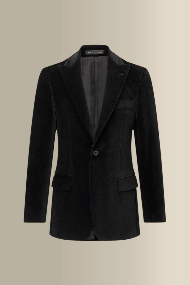 Black Peak Lapel Single Breasted Velvet Evening Jacket