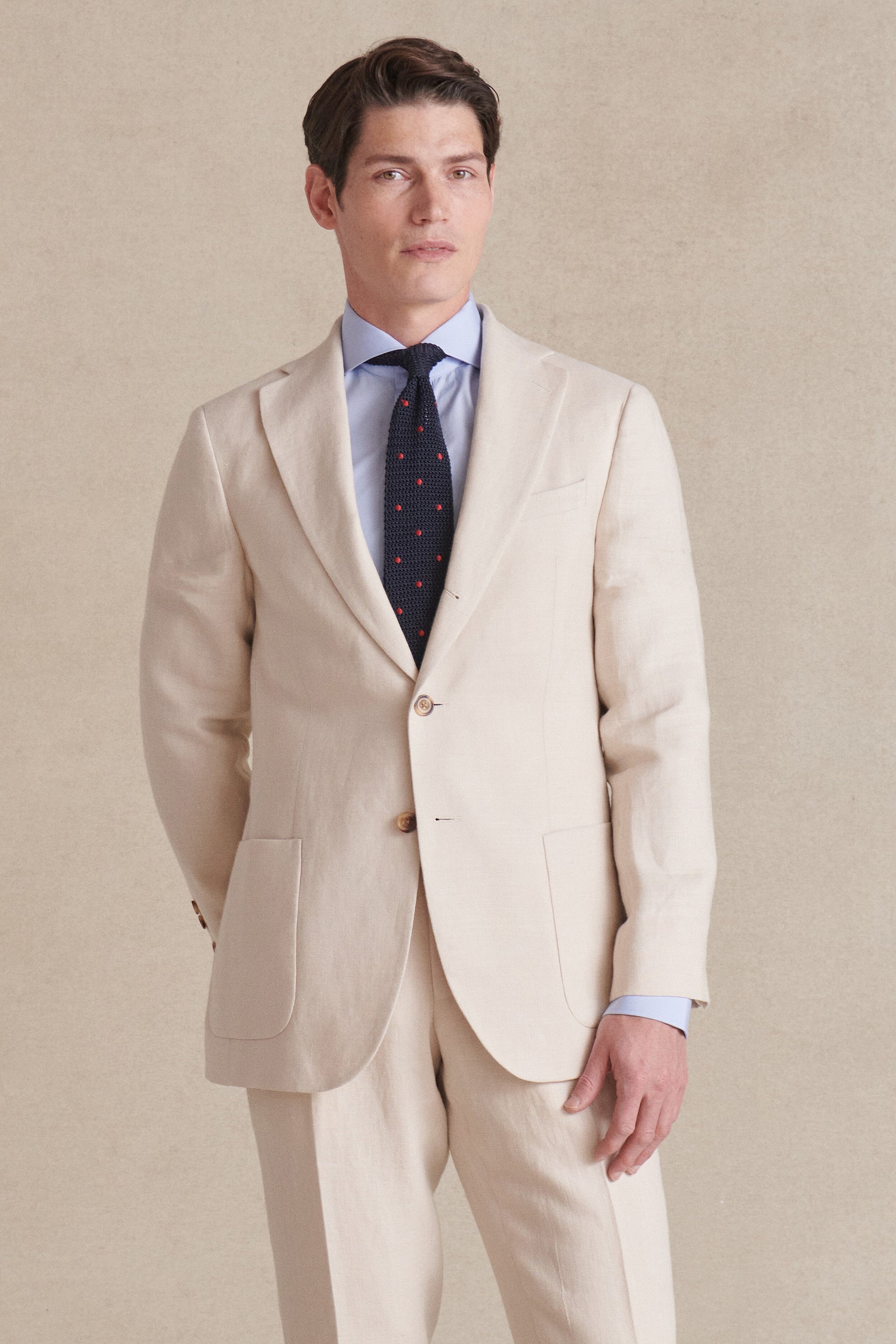 Cream Single Breasted Linen Jacket