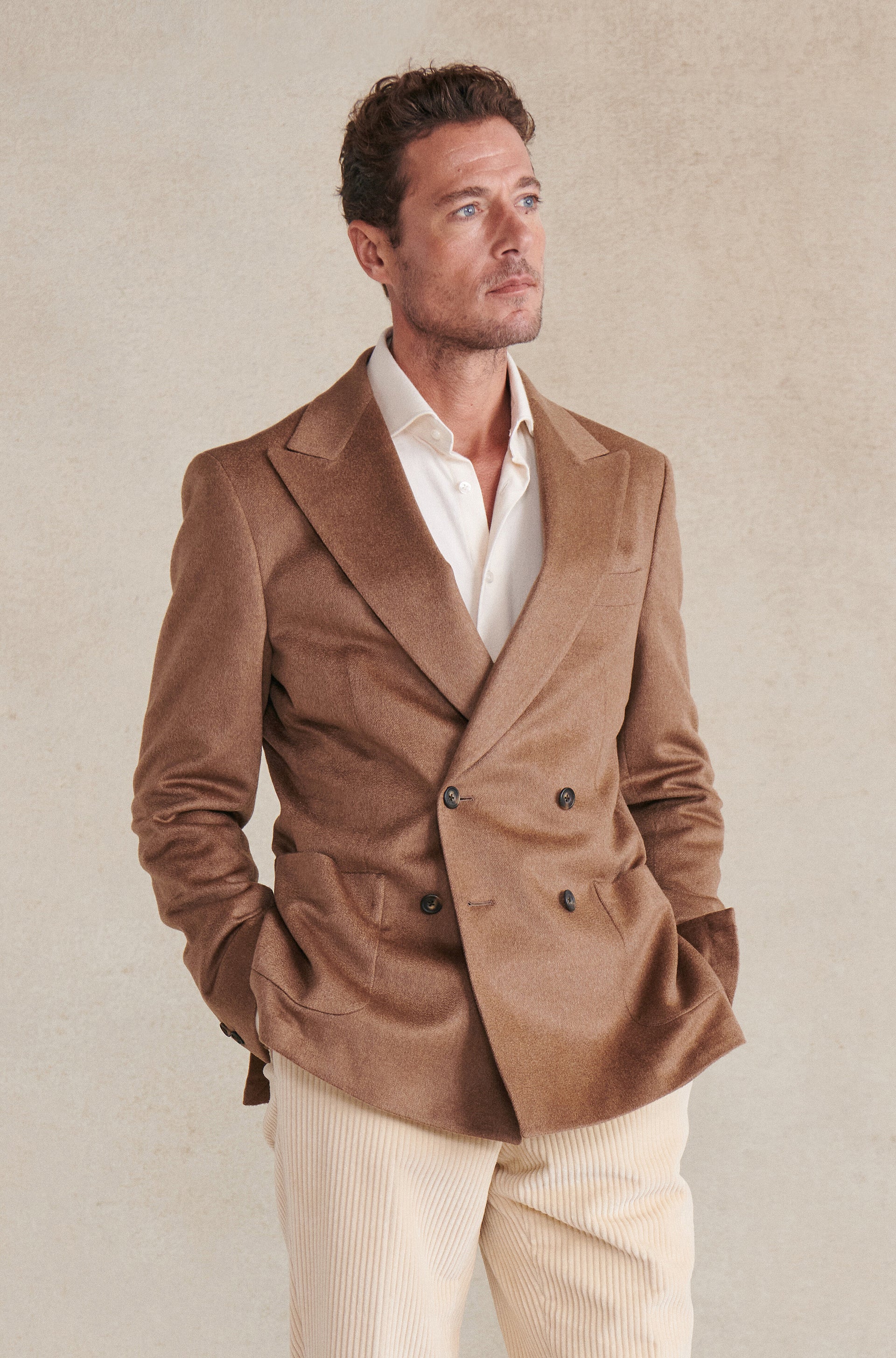 Camel Double Breasted Cashmere Jacket