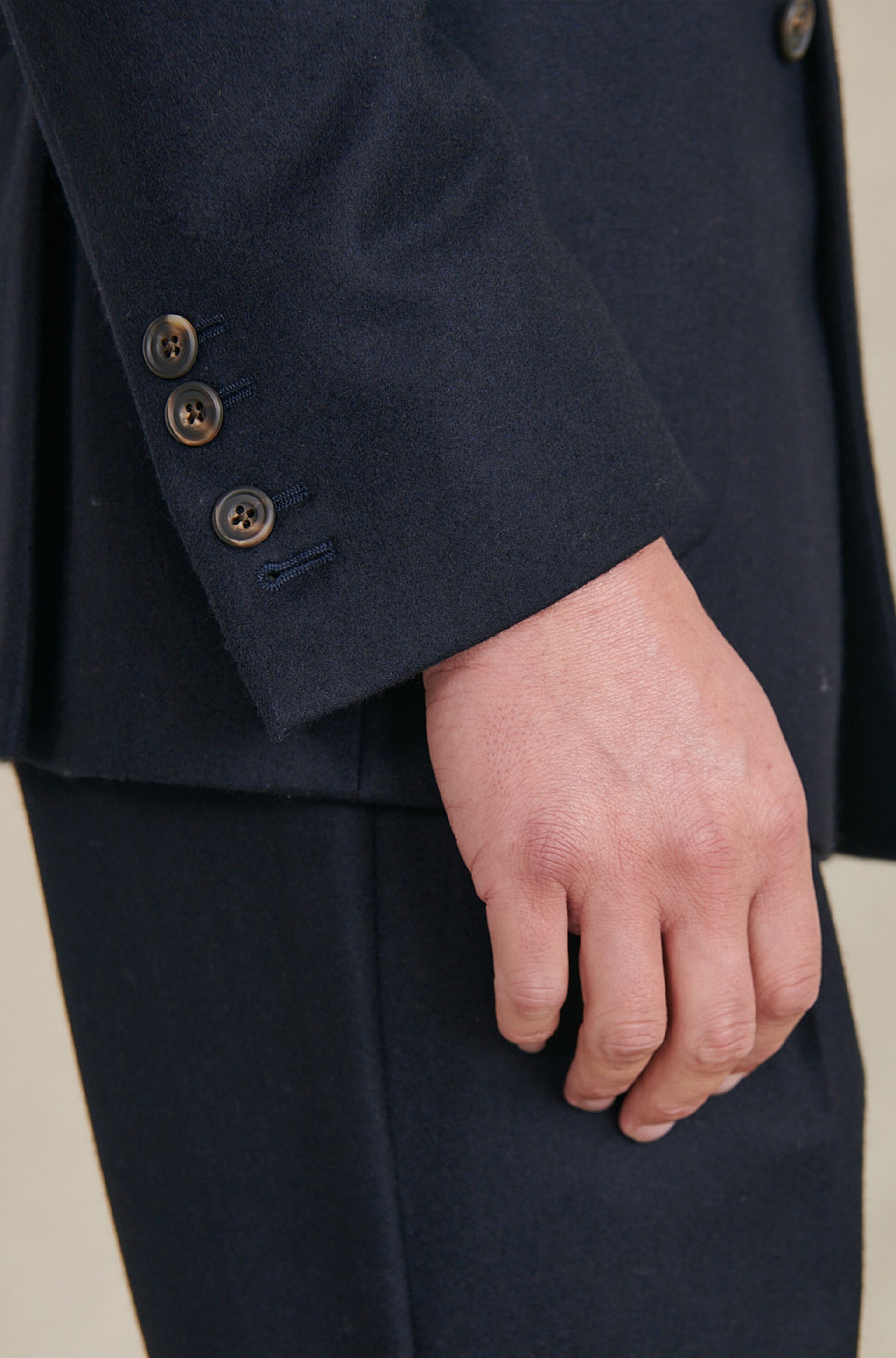 Navy Single Breasted Flannel Jacket
