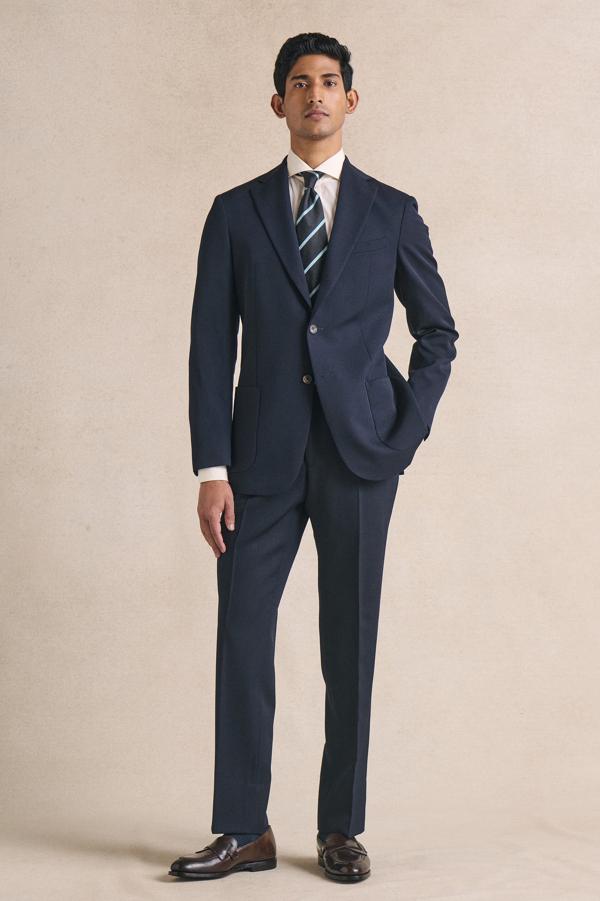 Navy Single Breasted Gabardine Jacket