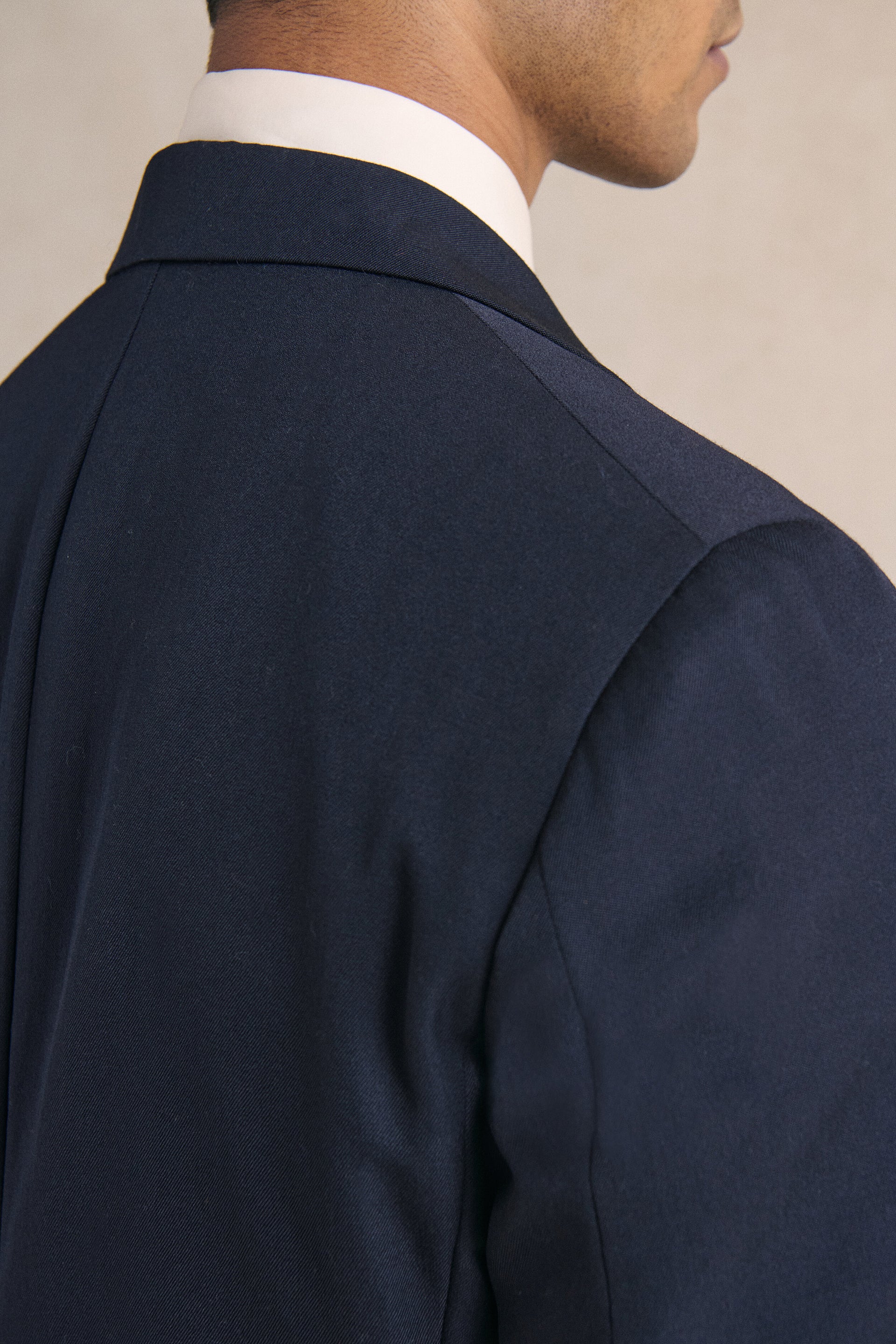 Navy Single Breasted Gabardine Jacket