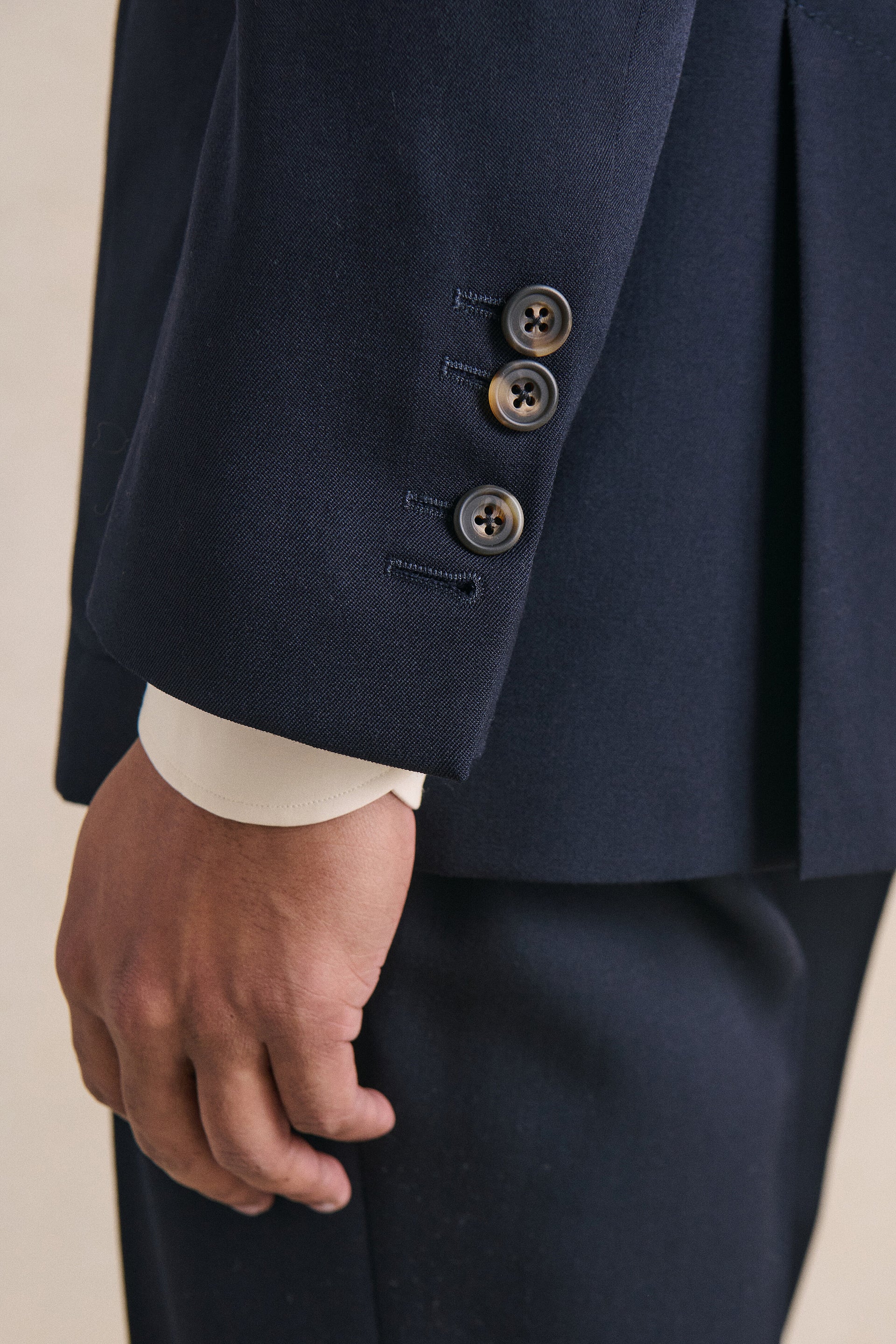 Navy Single Breasted Gabardine Jacket