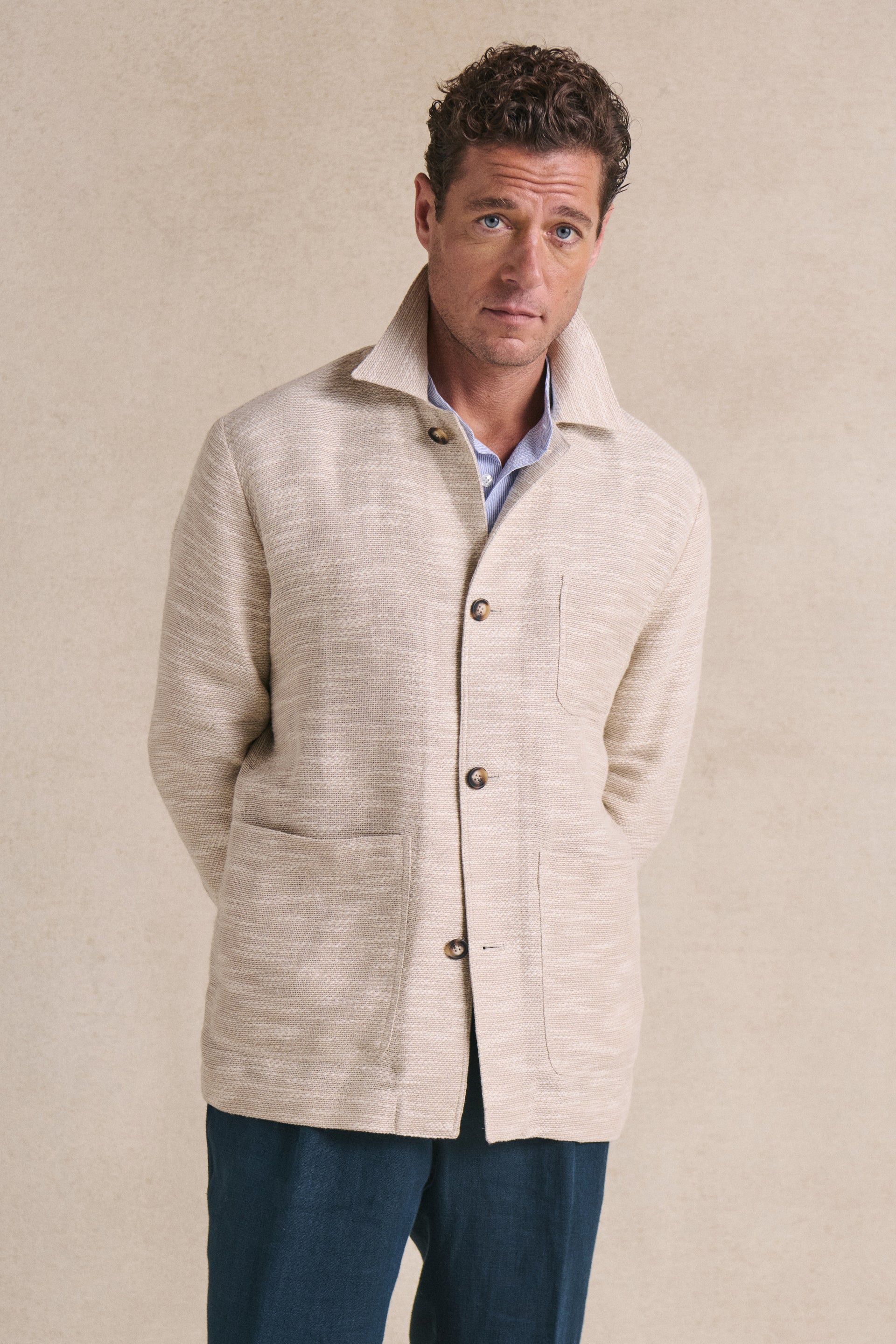 Ivory Linen Carpenter Jacket