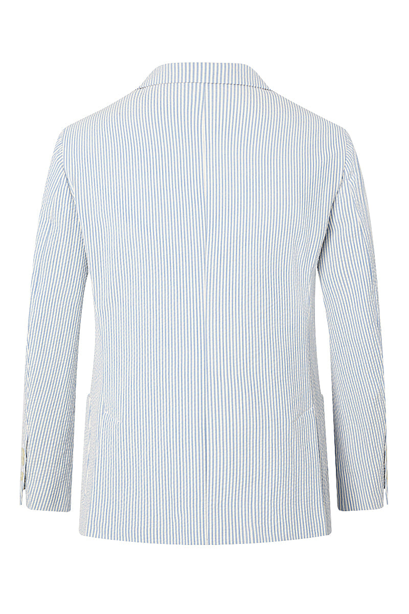 Blue Stripe Single Breasted Seersucker Jacket
