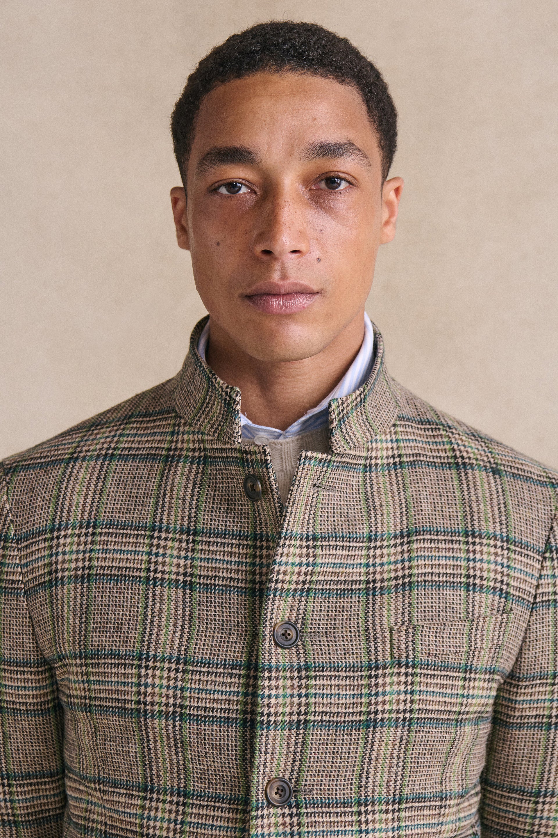 Green & Brown Prince of Wales 5 Button Jacket