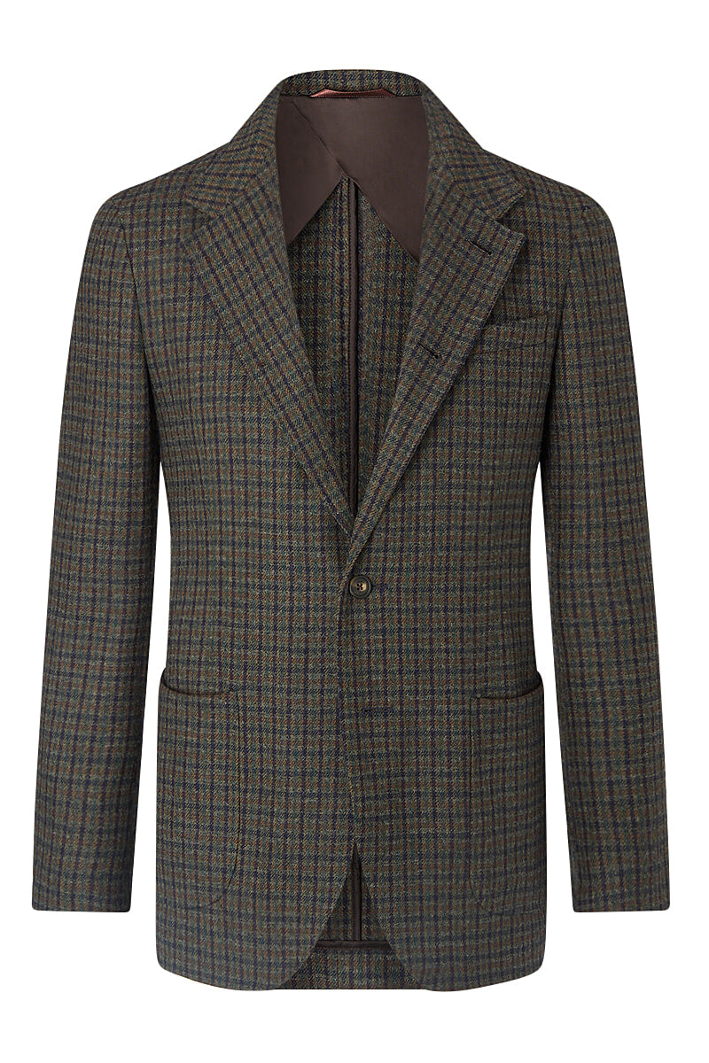 Green & Brown Club Check 5 Button Jacket