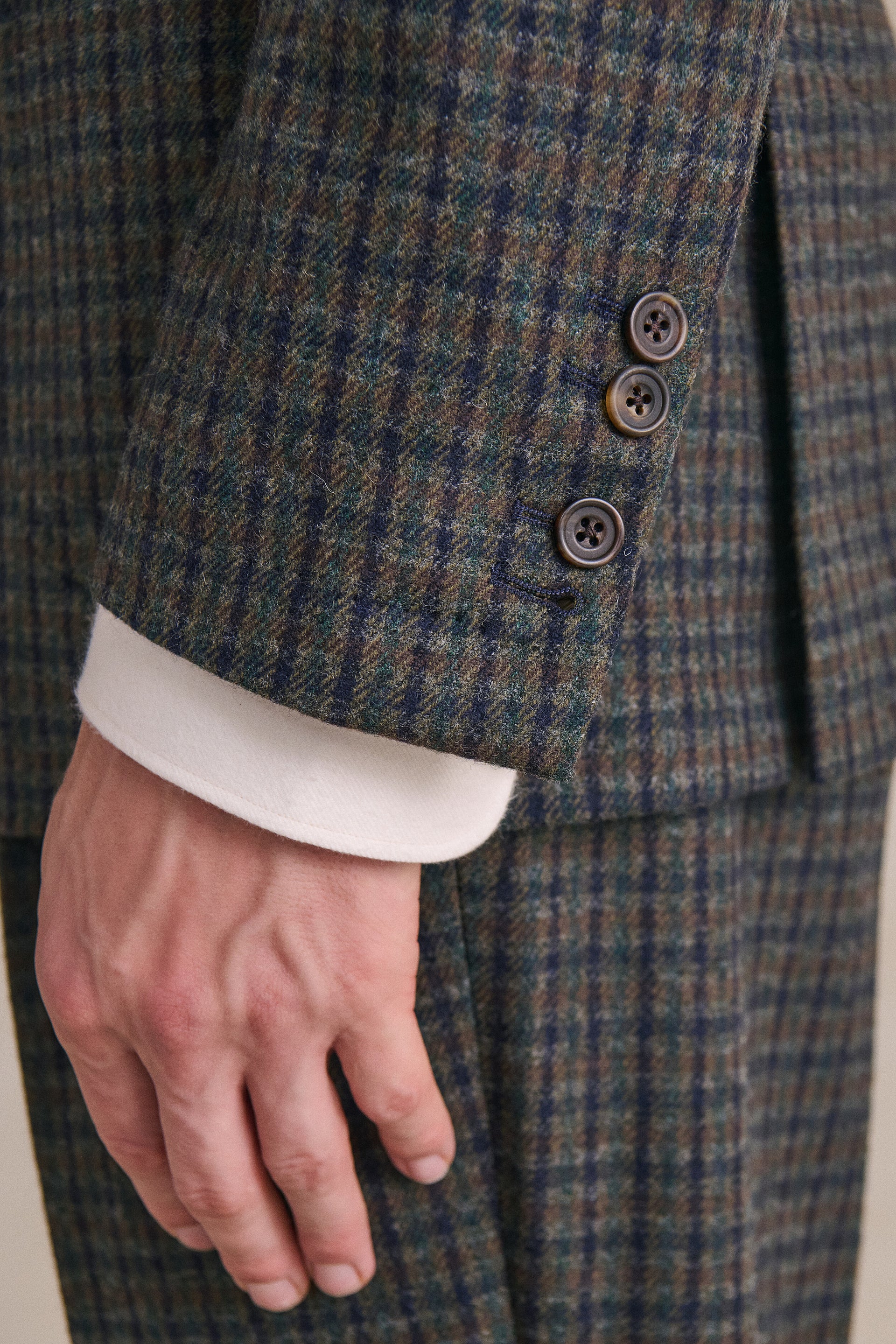 Green & Brown Club Check 5 Button Jacket