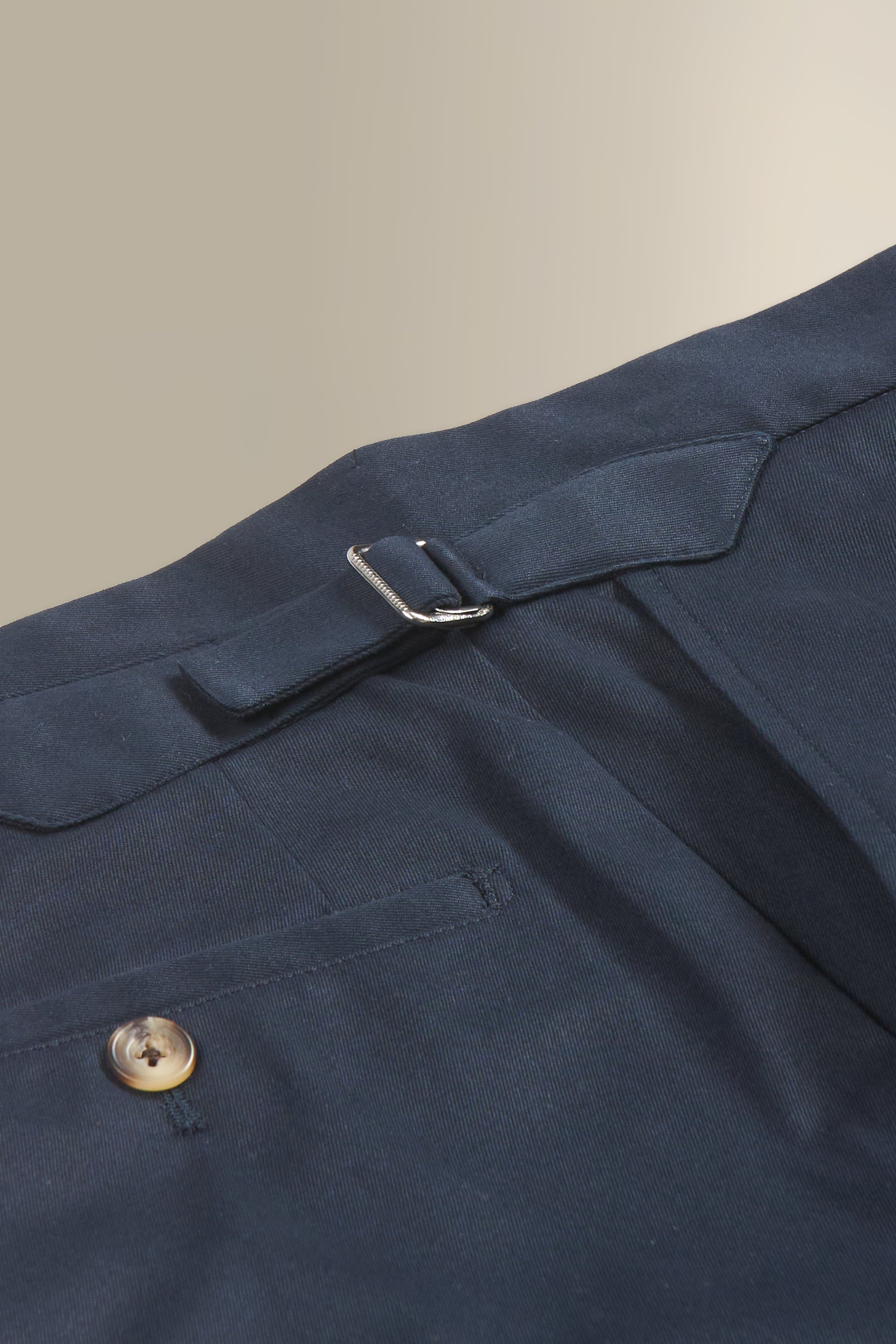 Navy Flat Front Cotton Chinos
