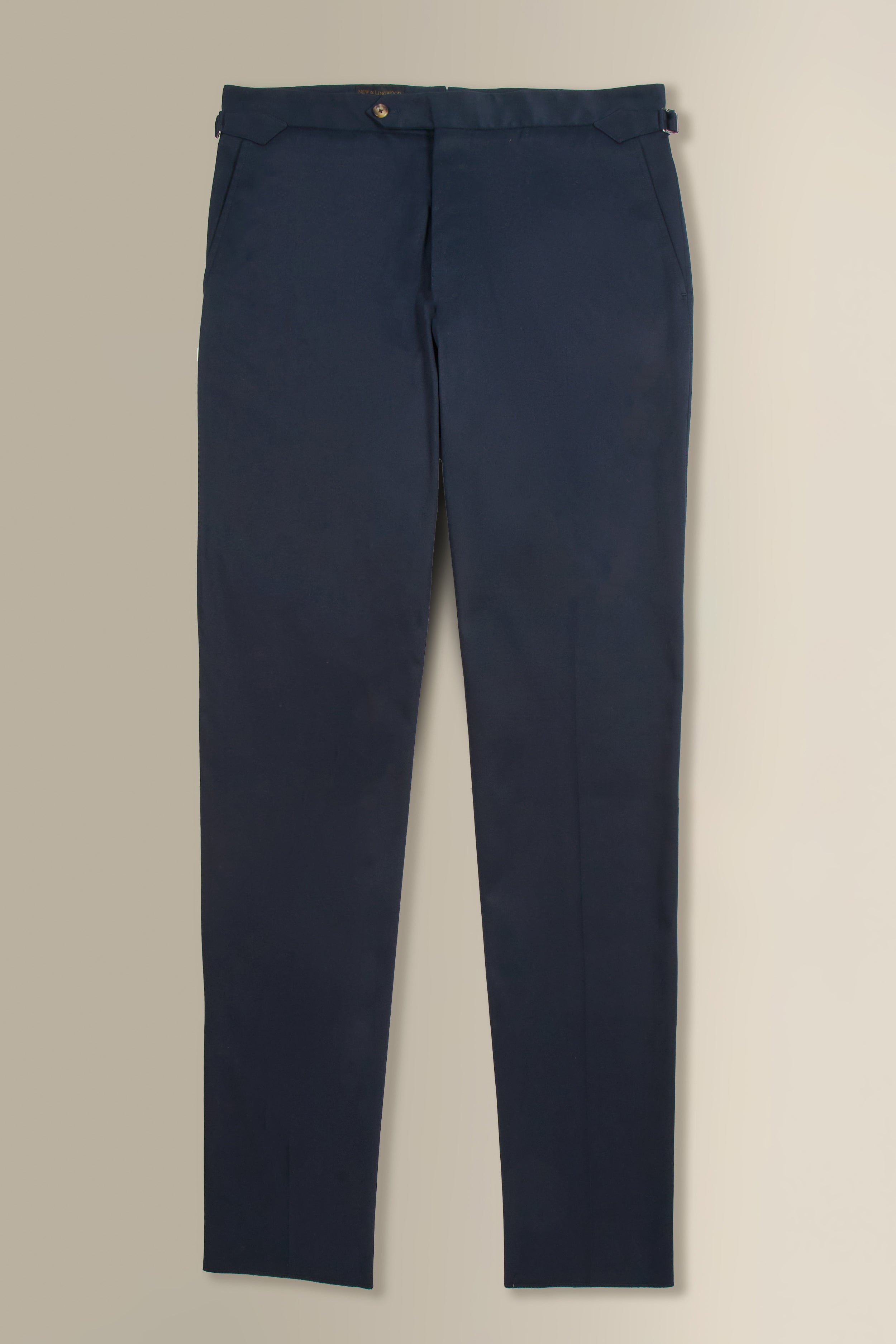 Navy Flat Front Cotton Chinos