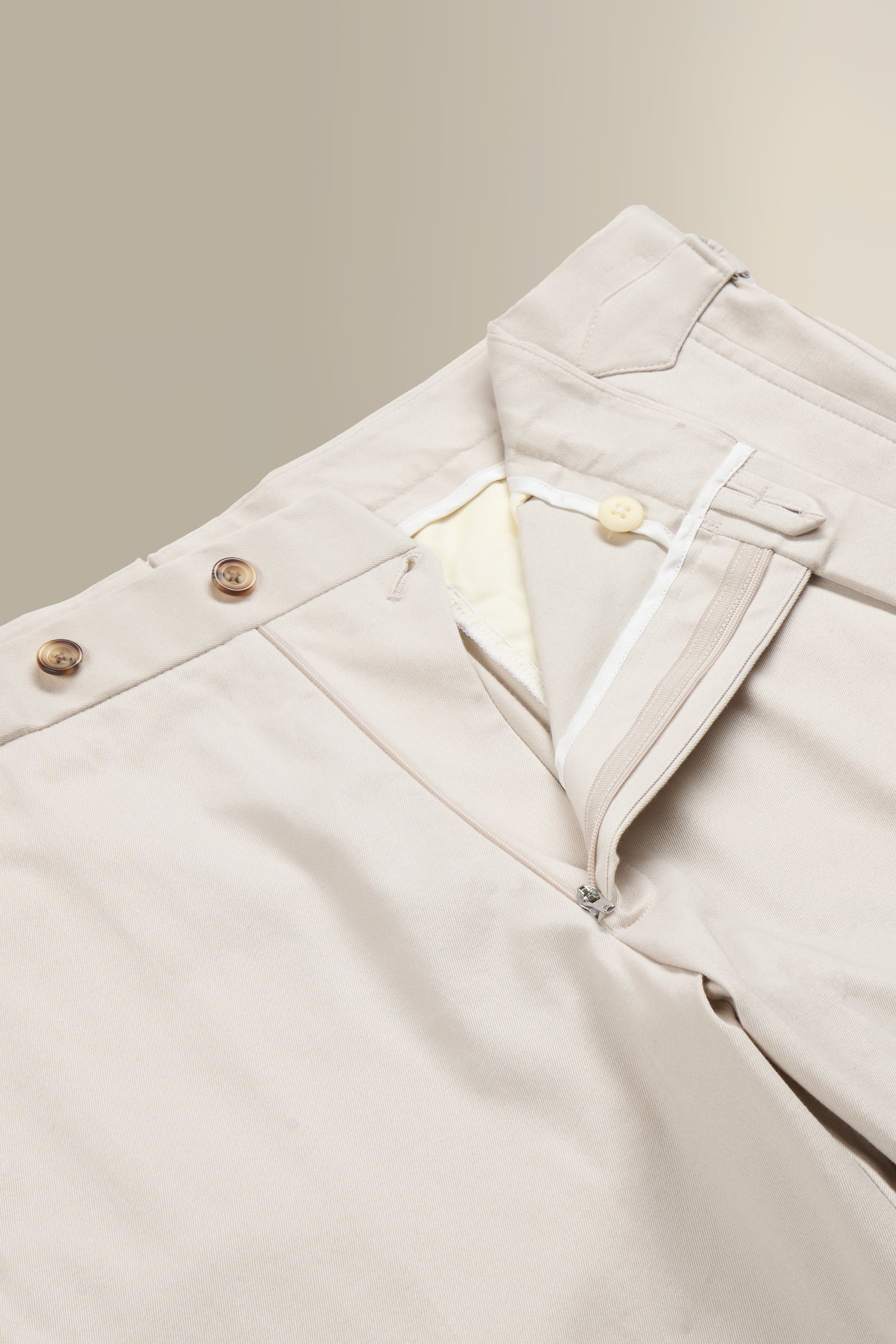 Stone Flat Front Cotton Chinos
