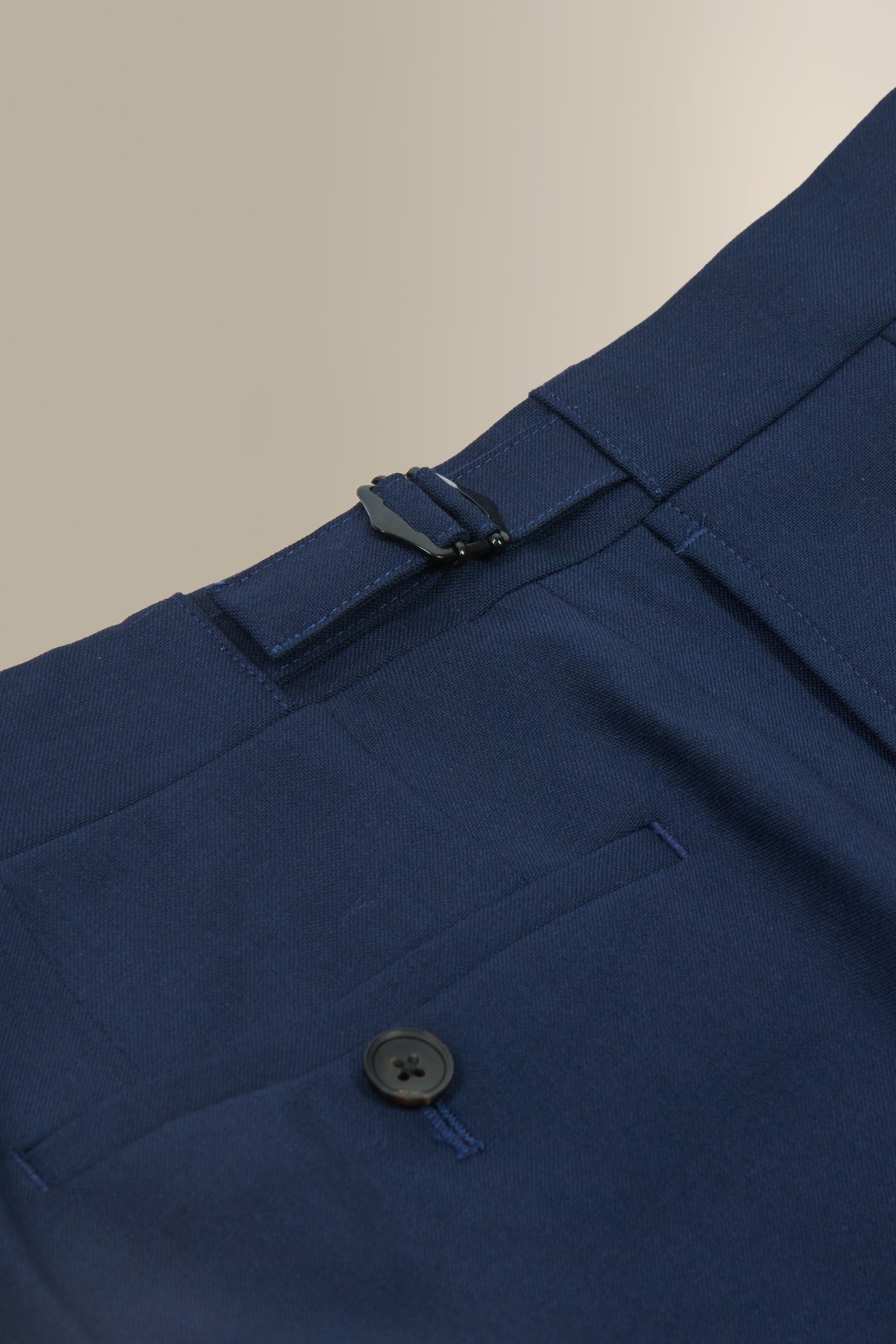 Navy Single Pleat Wool & Mohair Trousers