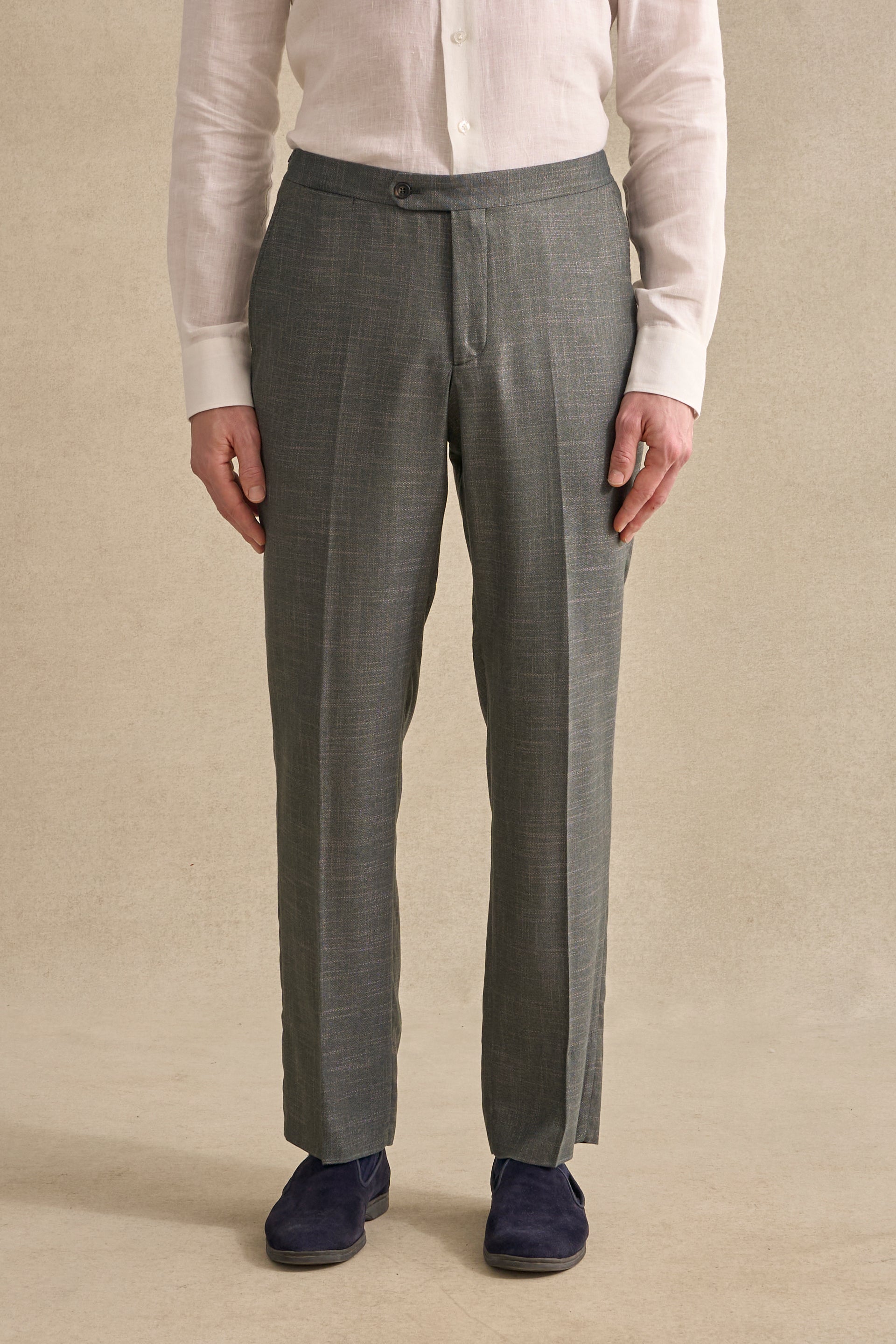 Green Flat Front Bamboo Trousers