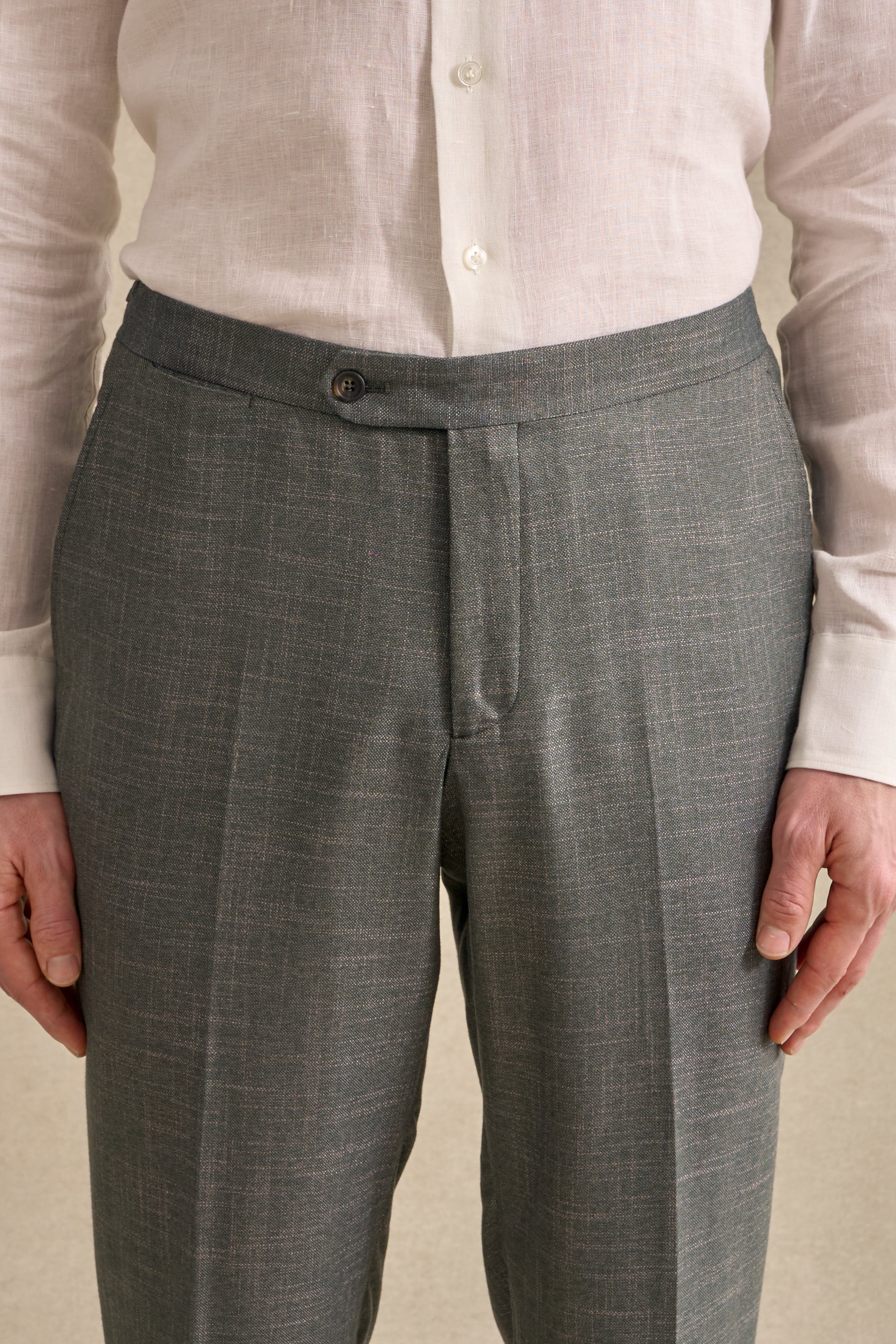 Green Flat Front Bamboo Trousers
