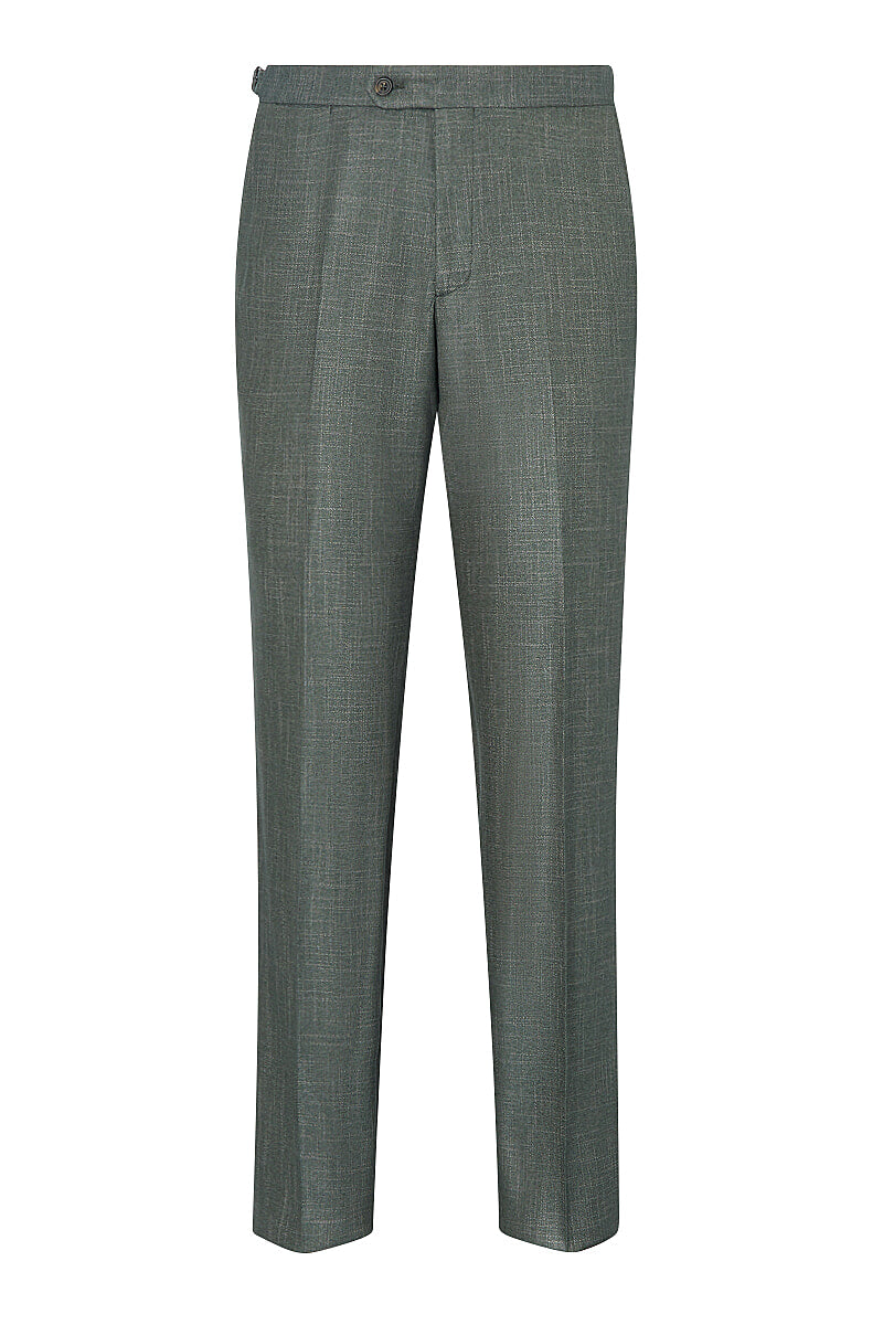 Green Flat Front Bamboo Trousers