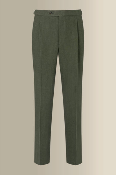Green Single Pleat Linen Trousers – New and Lingwood