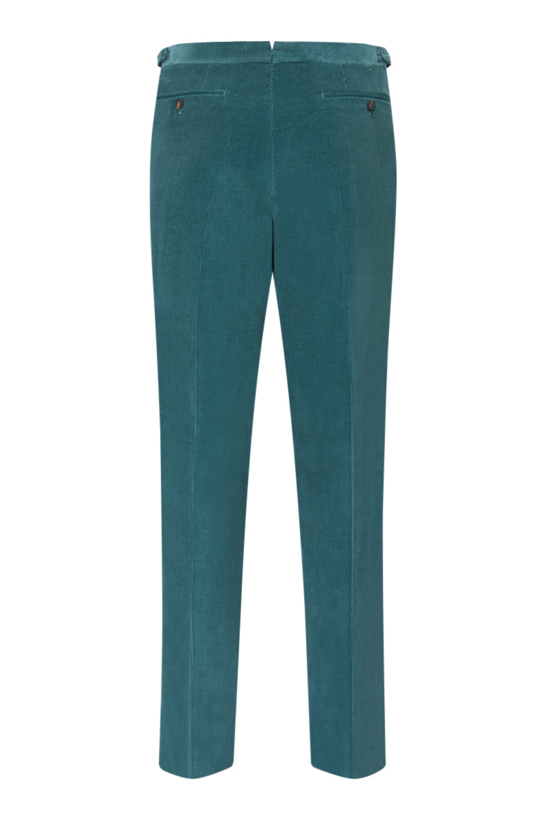 Petrol Flat Front 14 Wale Corduroy Trousers