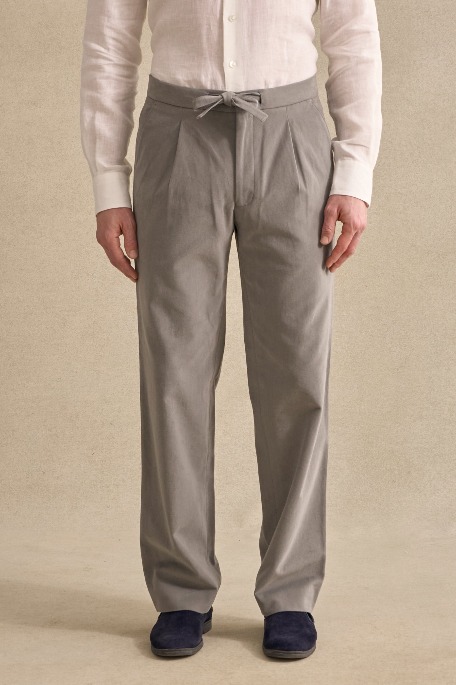 Khaki Cotton Drawstring Trousers