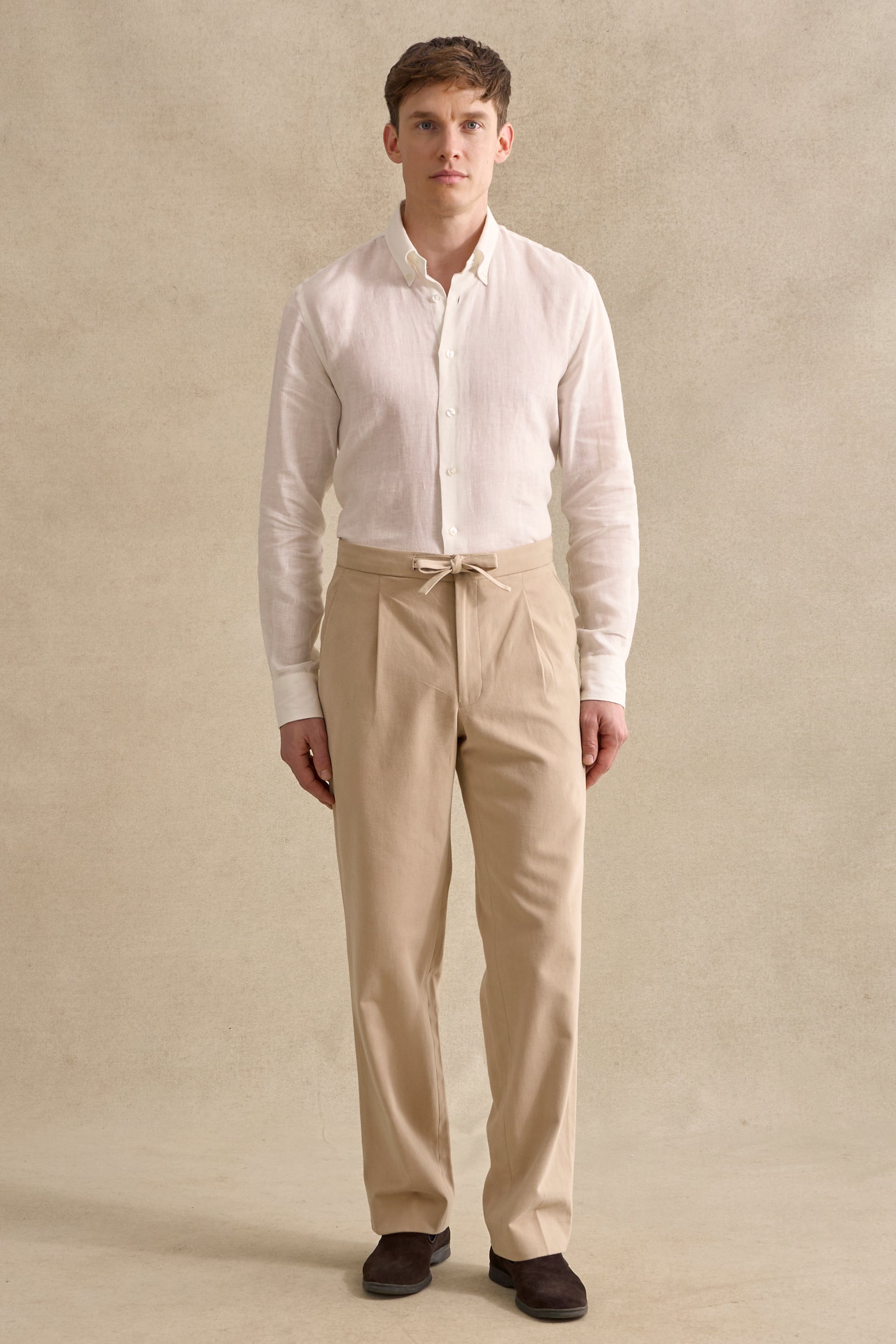 Sand Cotton Drawstring Trousers
