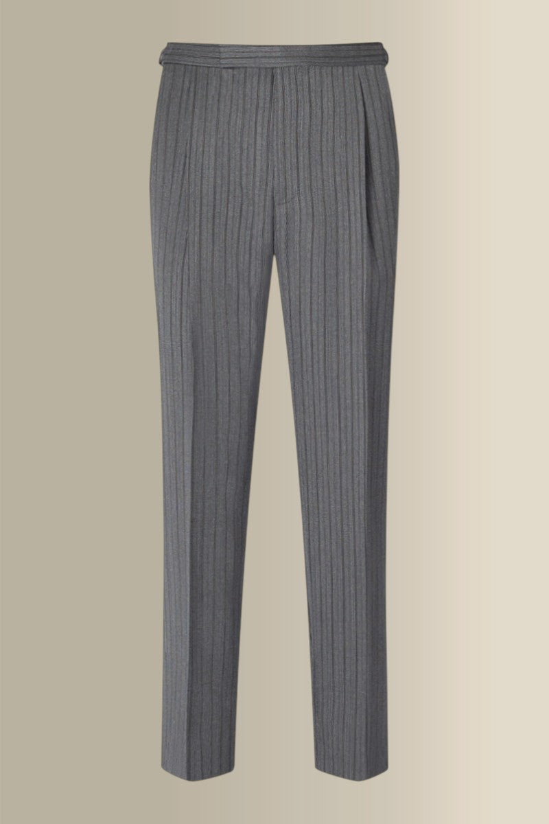 Grey & Black Stripe Single Pleat Lightweight Morning Trousers