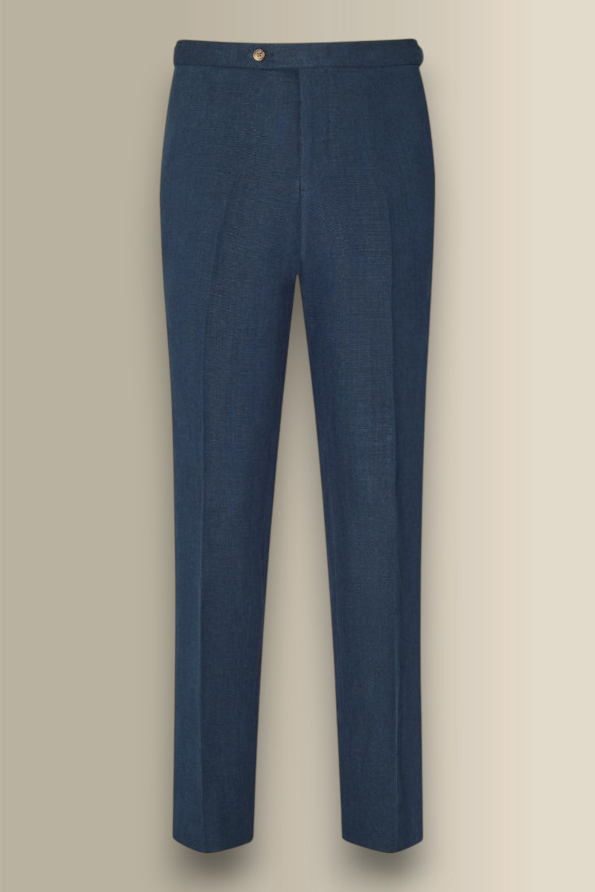 Navy Flat Front Linen Trousers