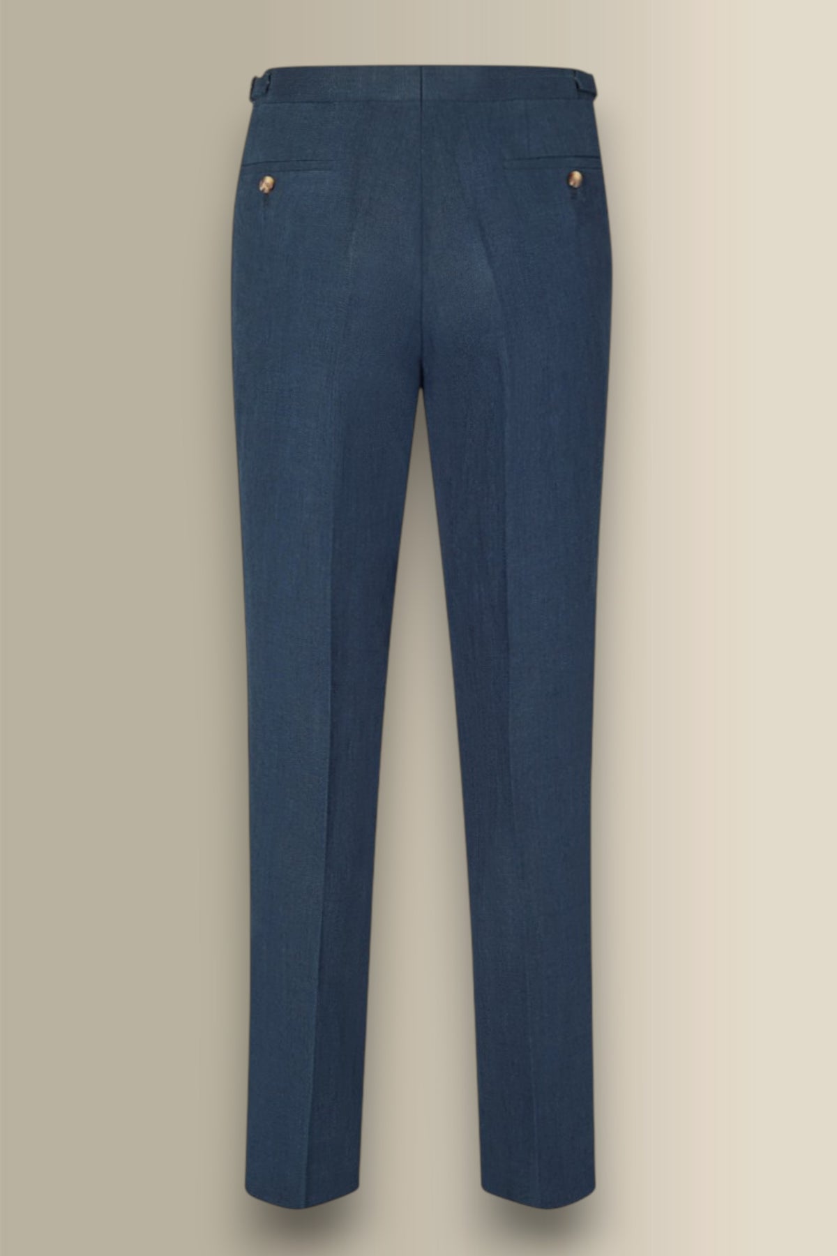 Navy Flat Front Linen Trousers