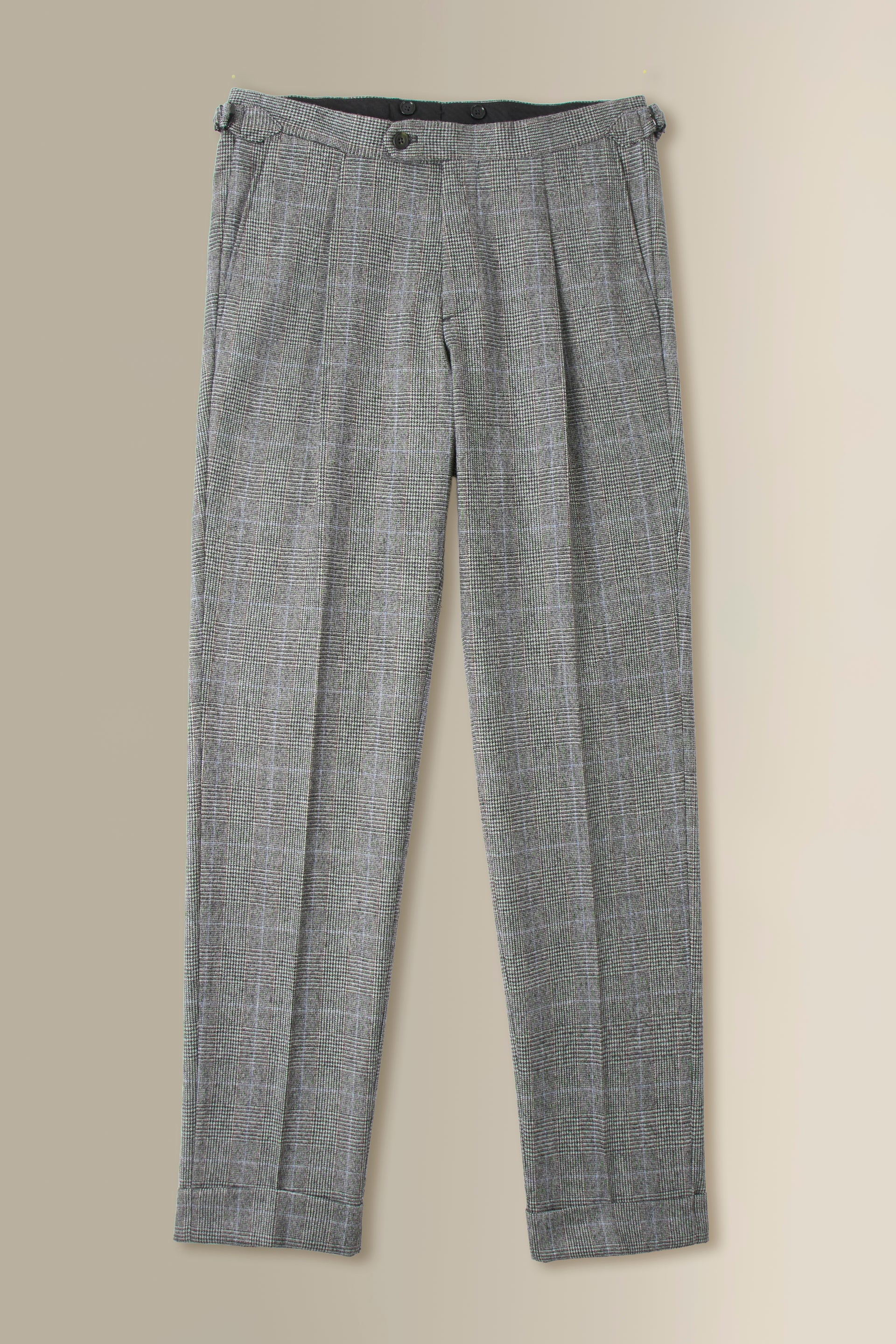 Grey Prince of Wales Check Single Pleat Trousers