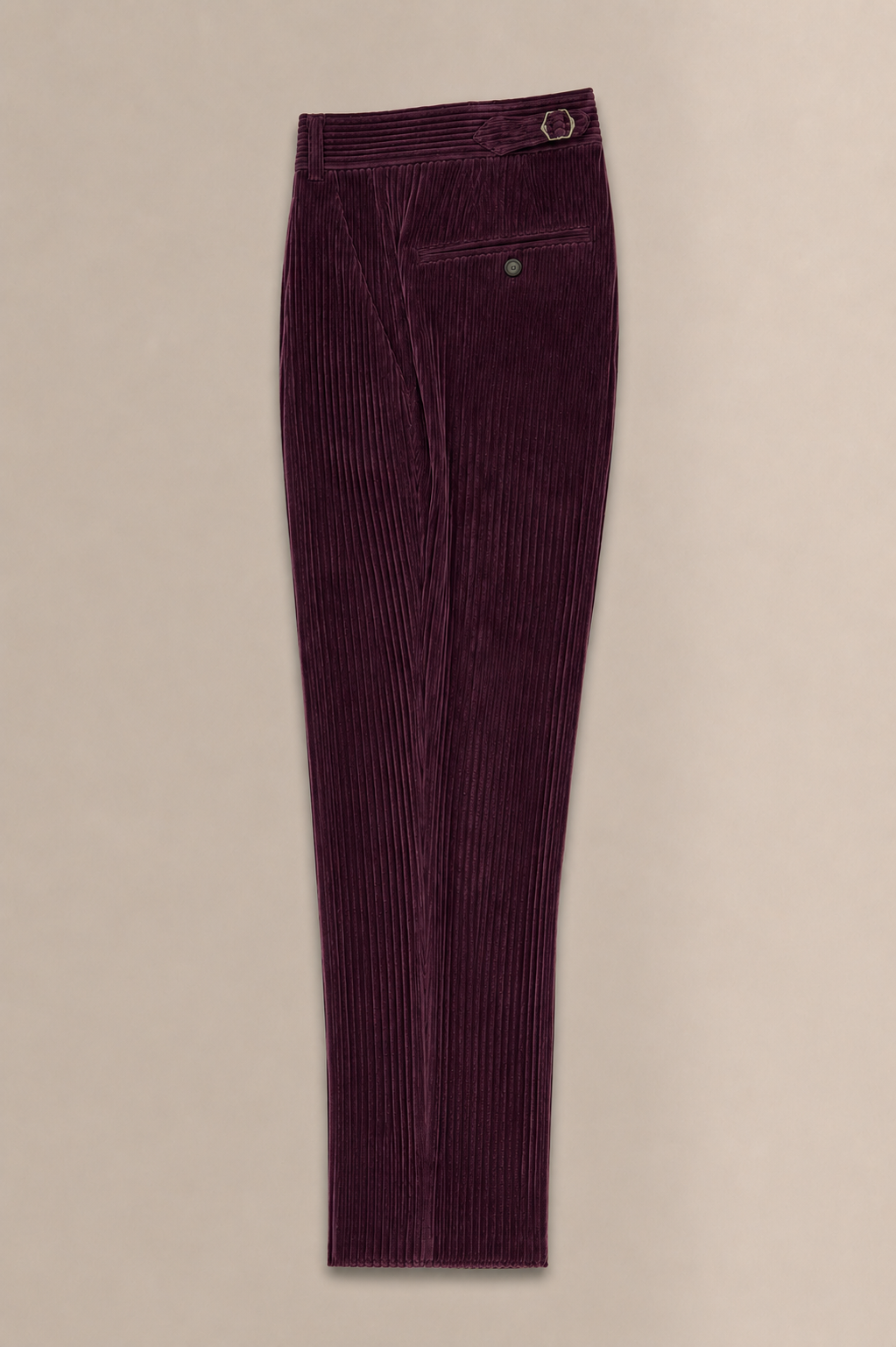 Plum Flat Front 5 Wale Corduroy Trousers