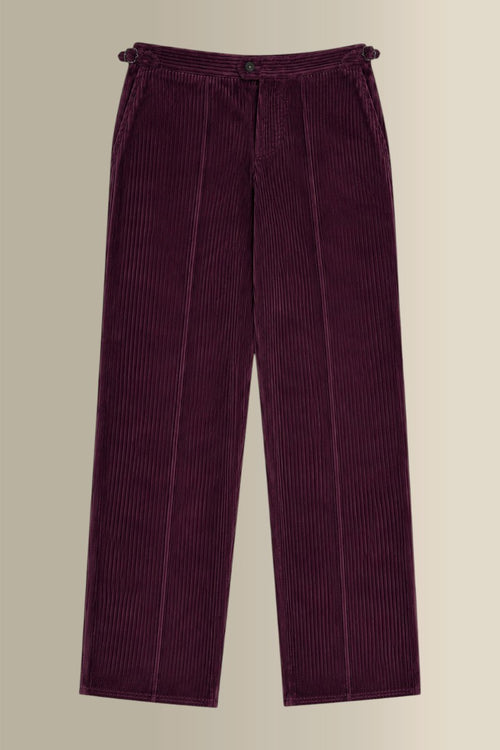 Plum Flat Front 5 Wale Corduroy Trousers