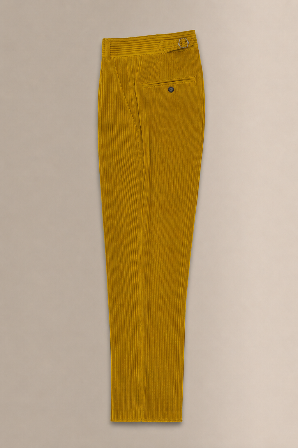 Mustard Flat Front 5 Wale Corduroy Trousers