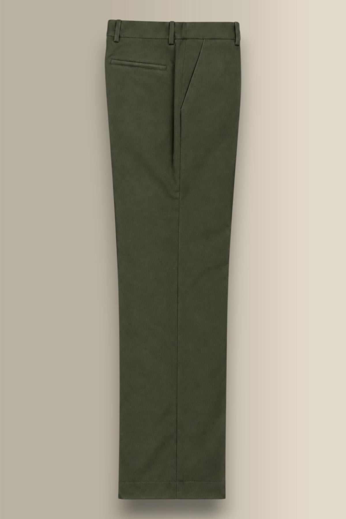 Green Flat Front Winter Chinos