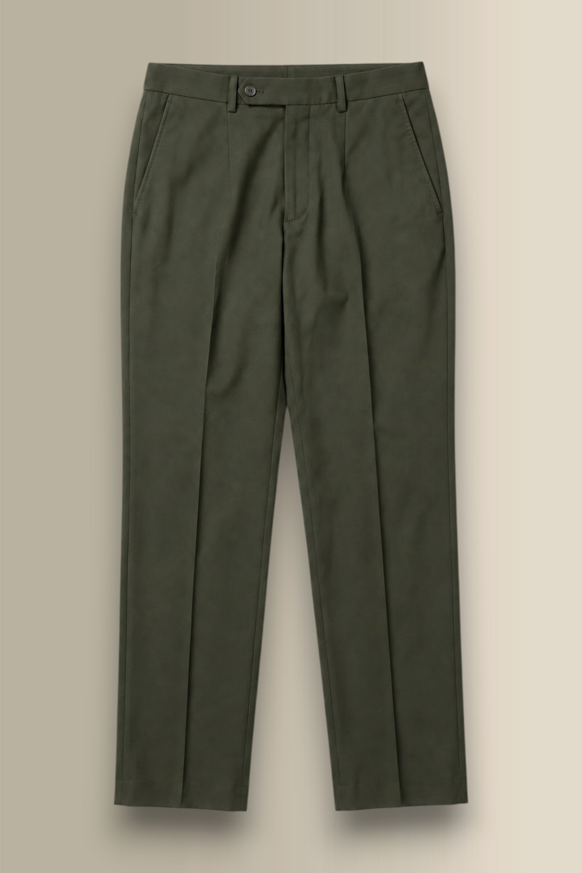 Green Flat Front Winter Chinos