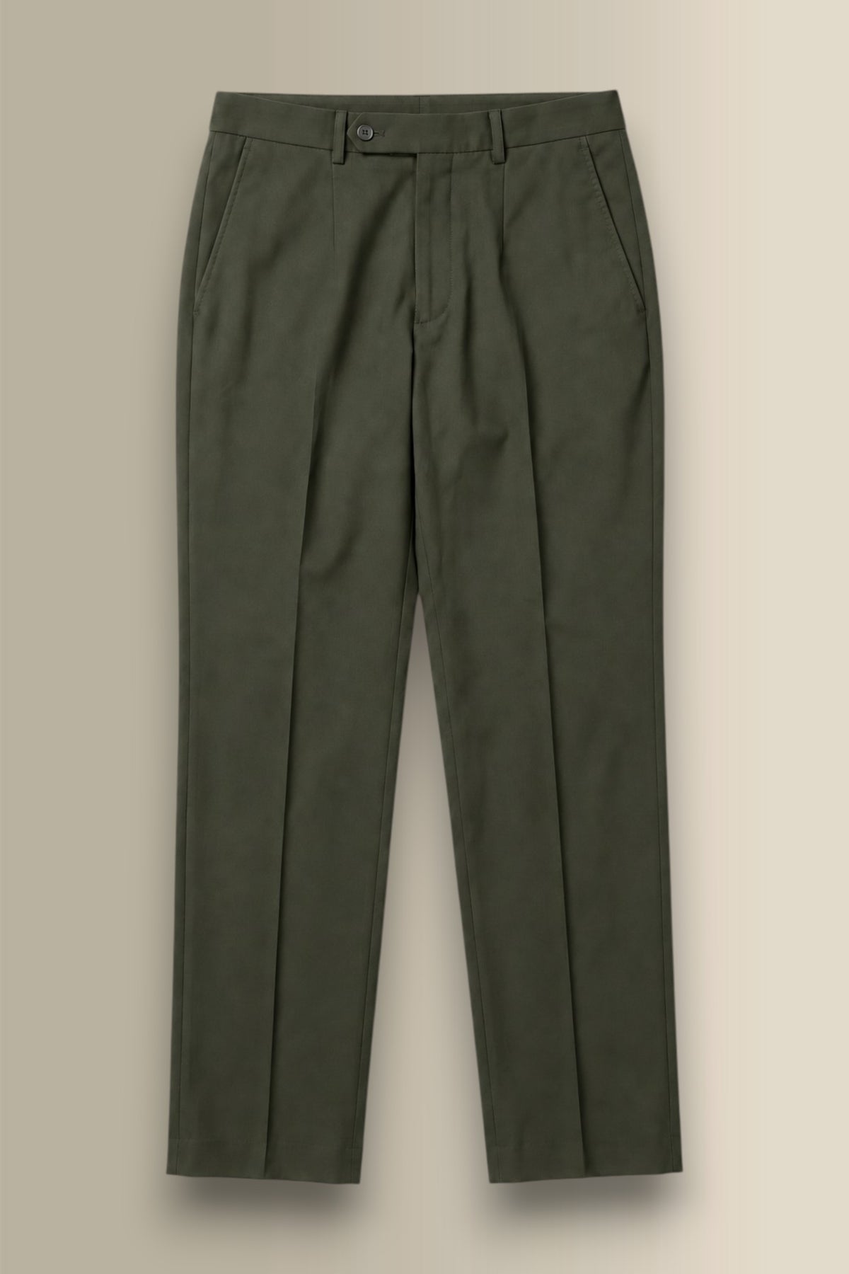 Green Flat Front Winter Chinos