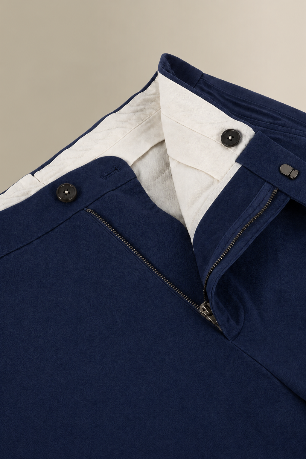 Navy Flat Front Moleskin Trousers