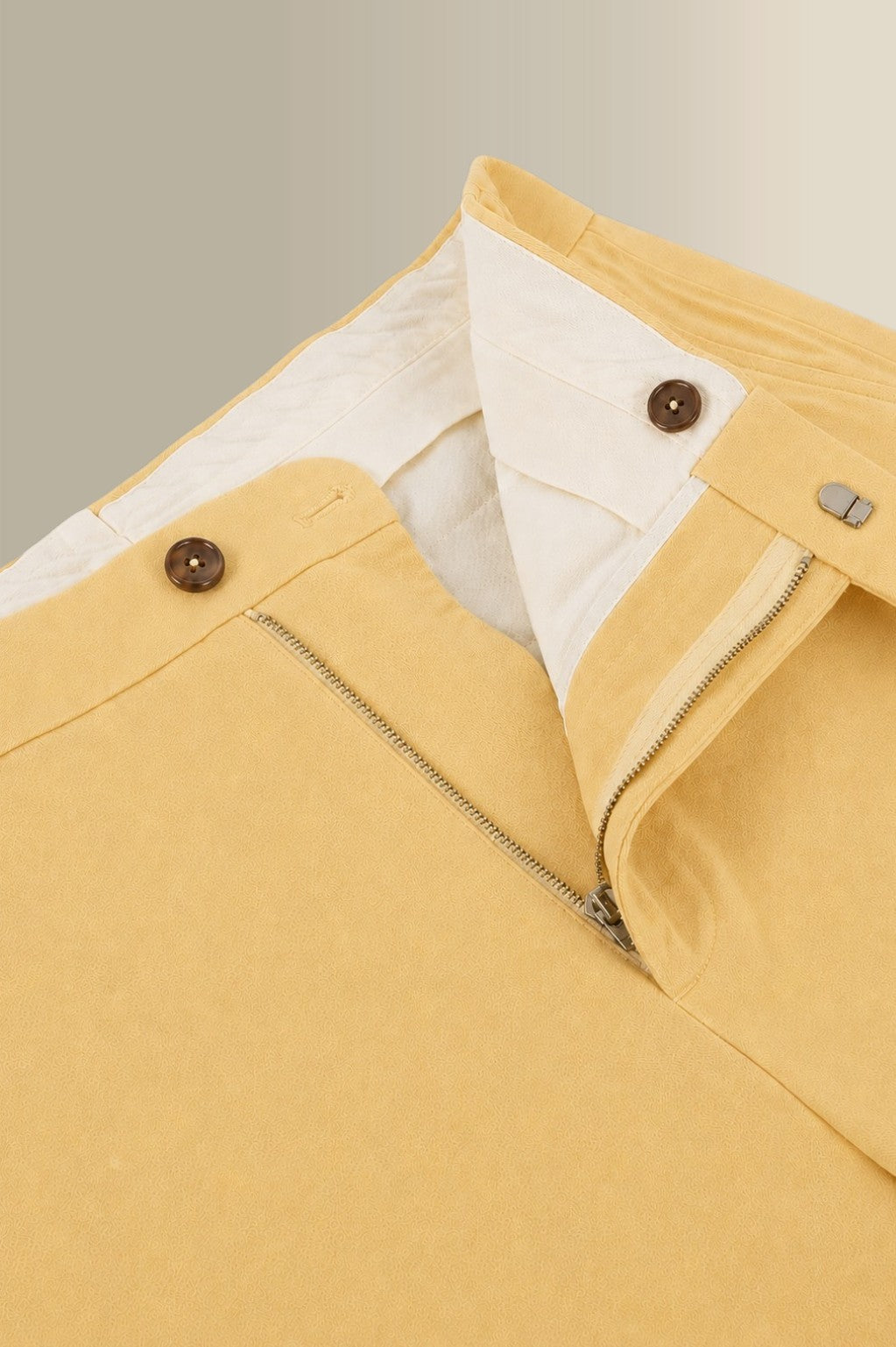 Cream Flat Front Moleskin Trousers