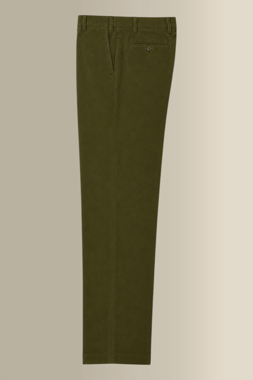 Green Flat Front Moleskin Trousers