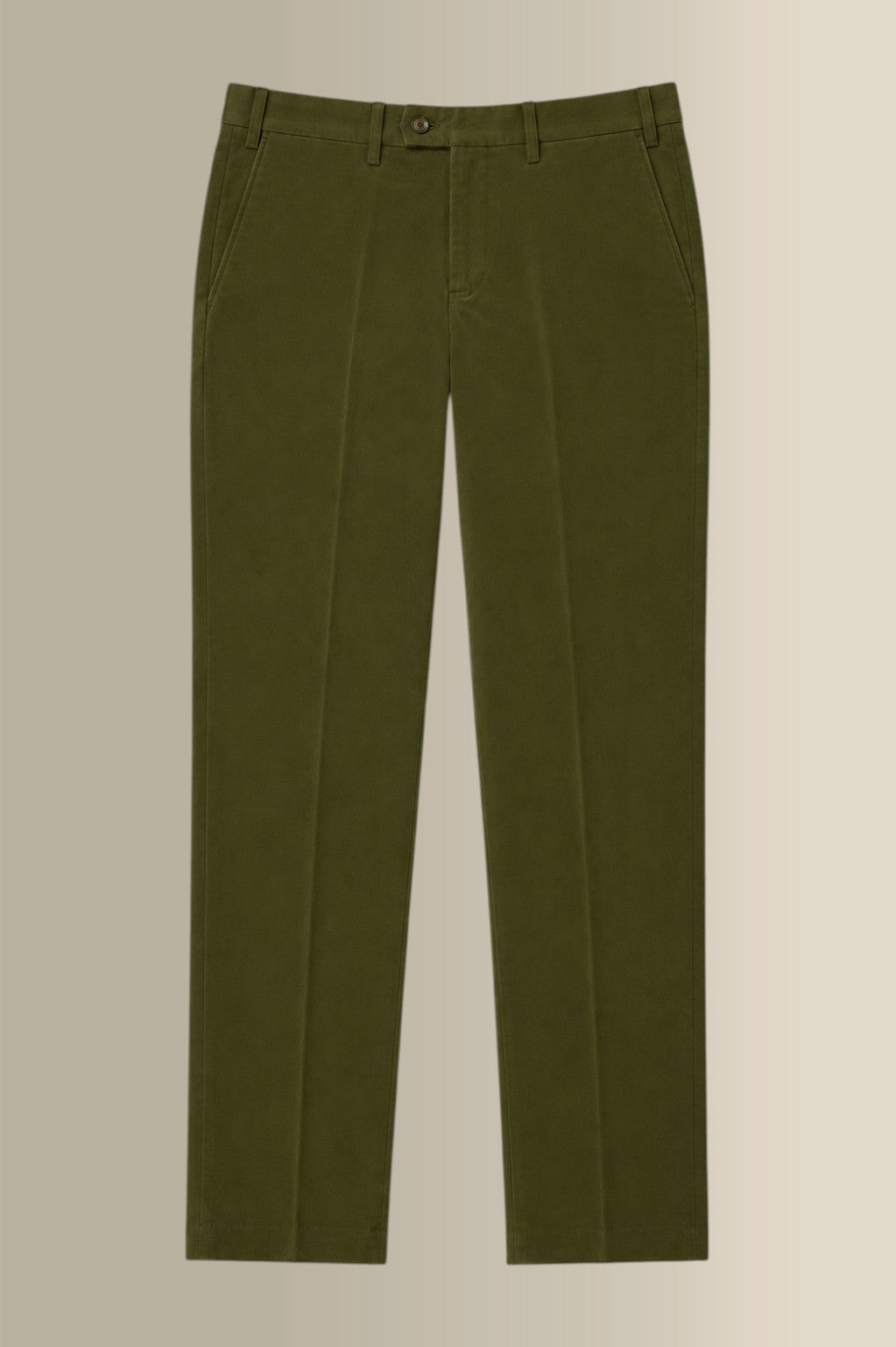 Green Flat Front Moleskin Trousers