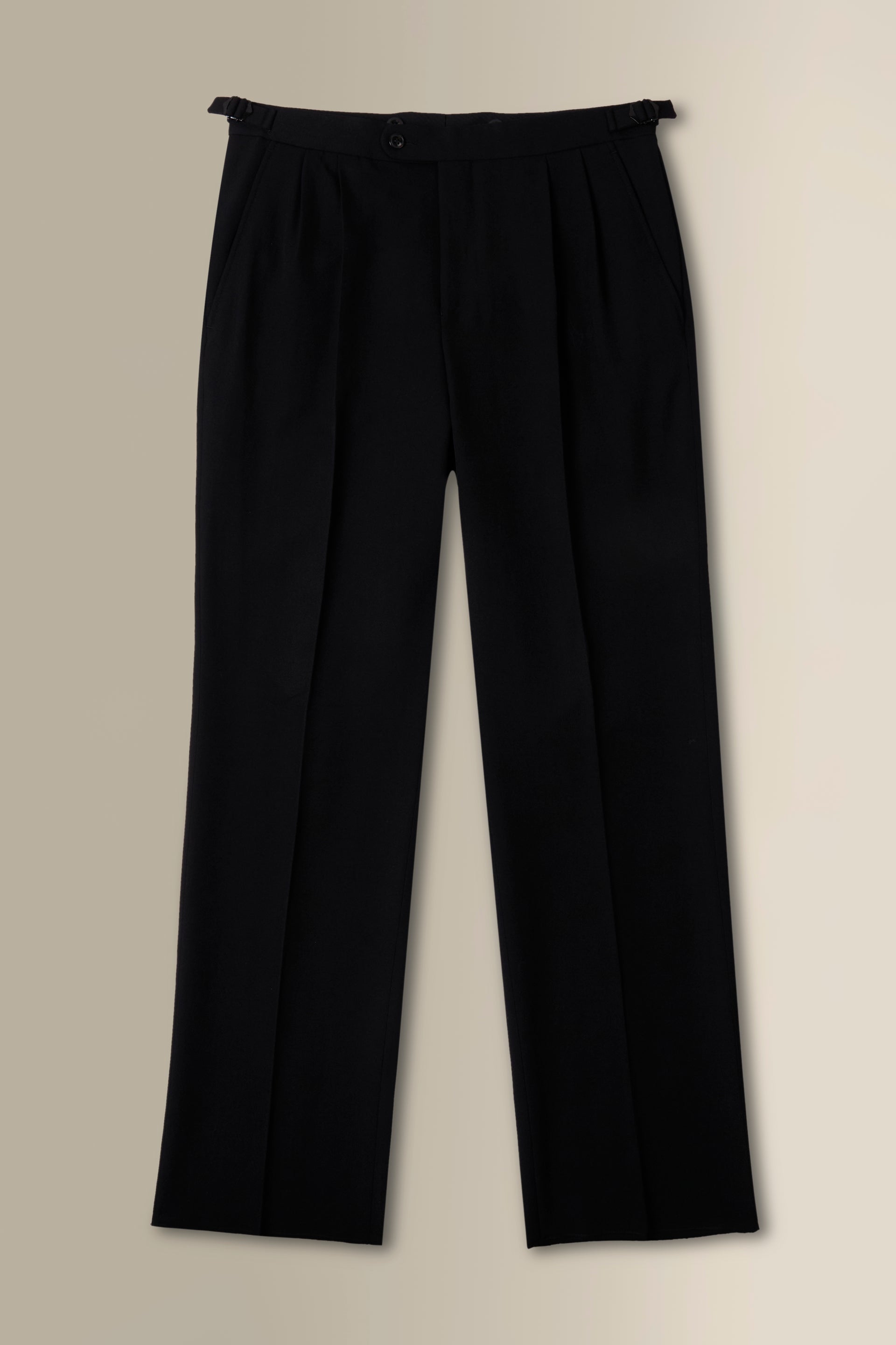 Black Double Pleat Barathea Trousers