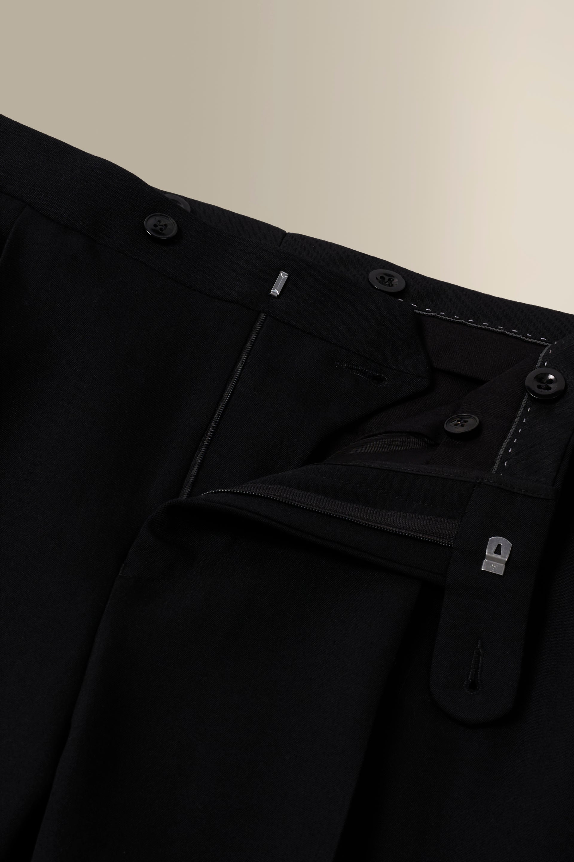 Black Double Pleat Barathea Trousers