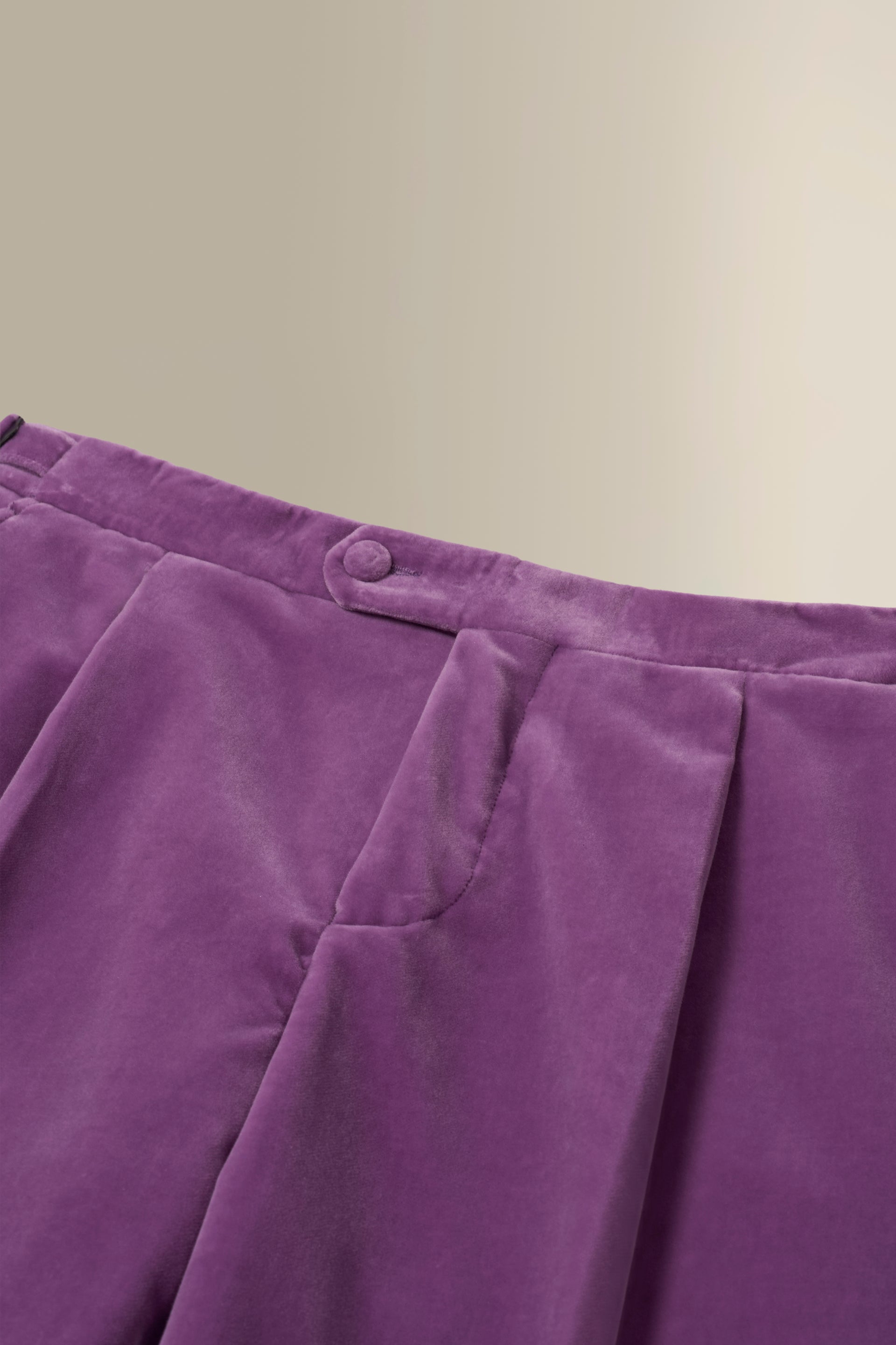Lilac Single Pleat Velvet Trousers