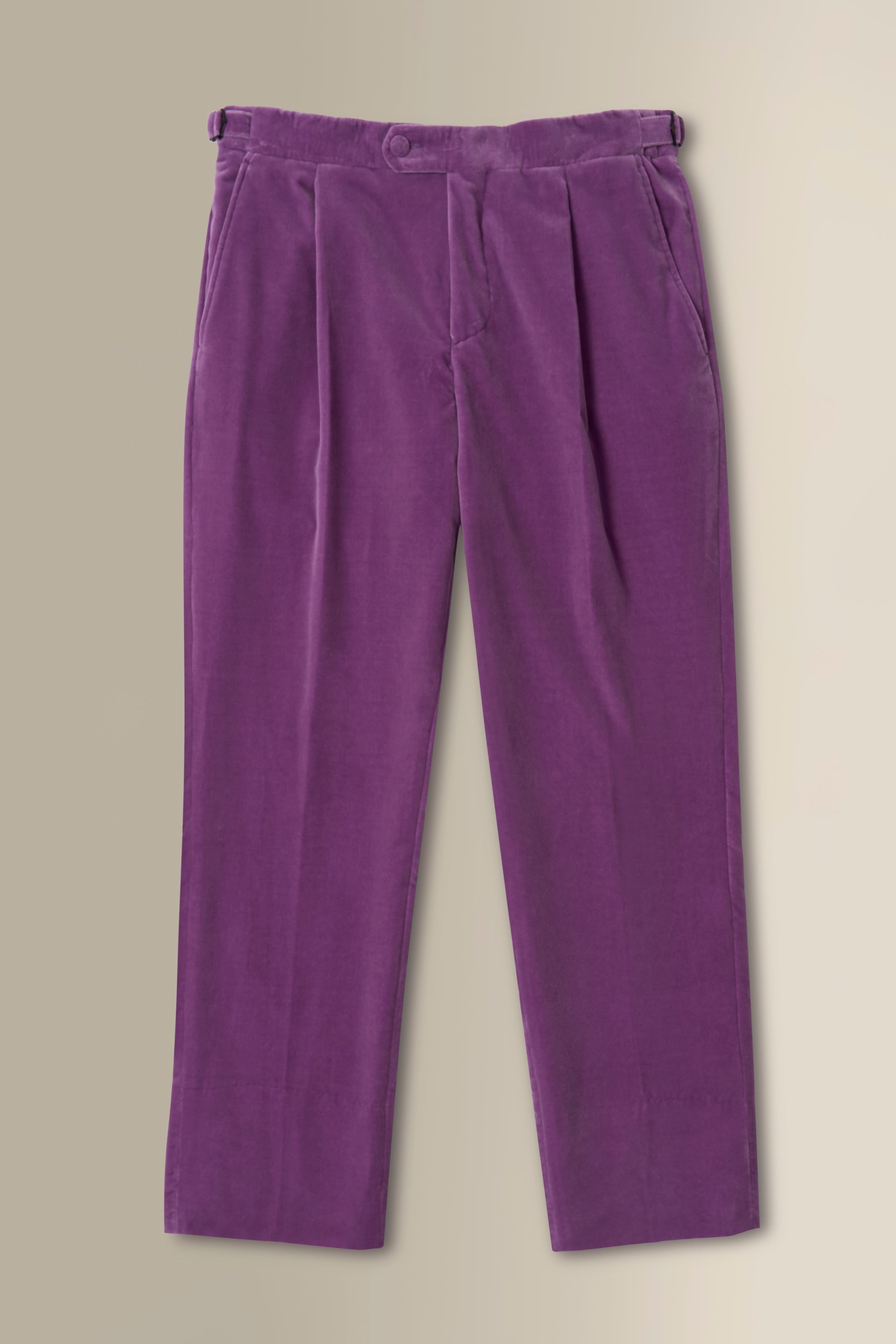 Lilac Single Pleat Velvet Trousers