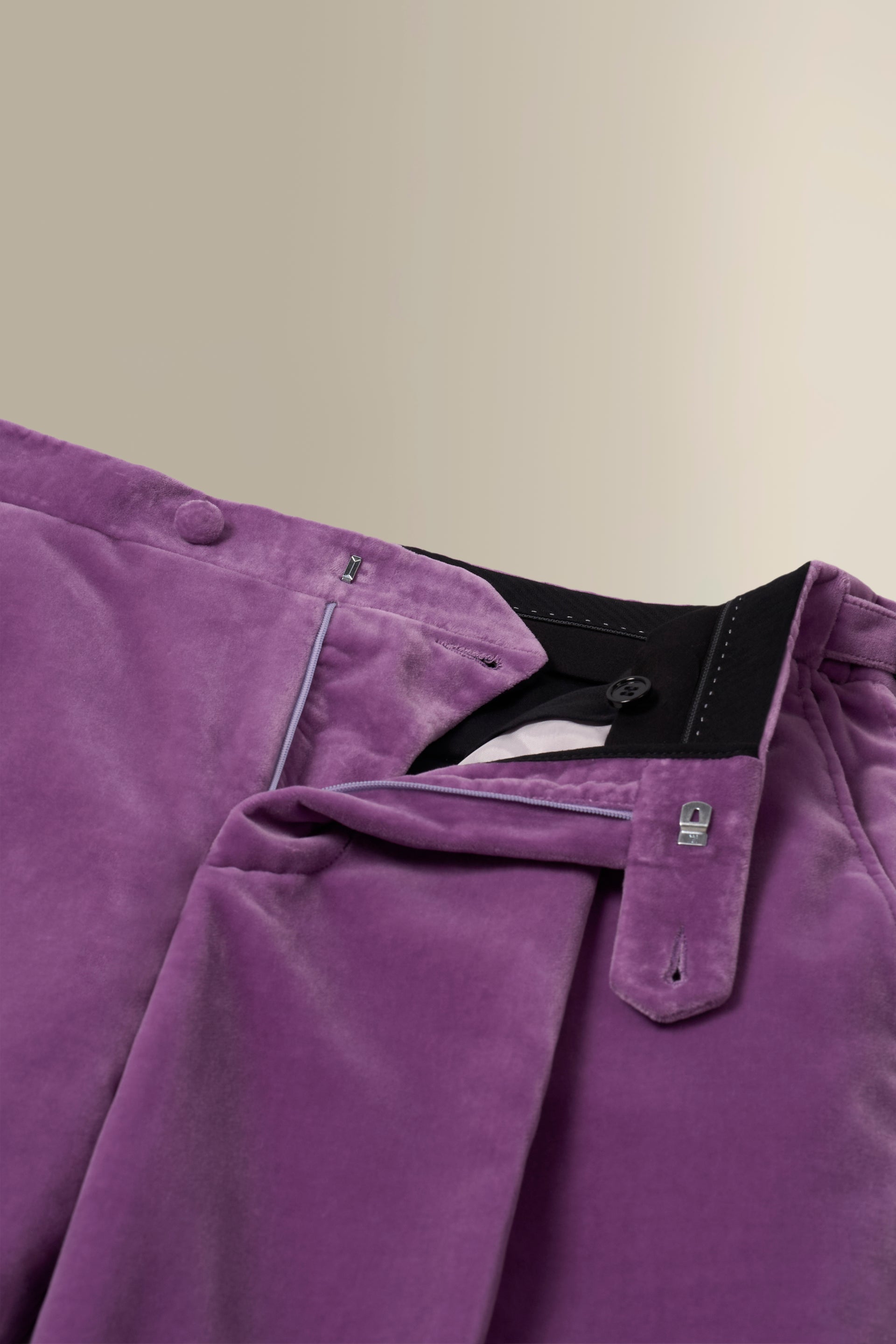 Lilac Single Pleat Velvet Trousers