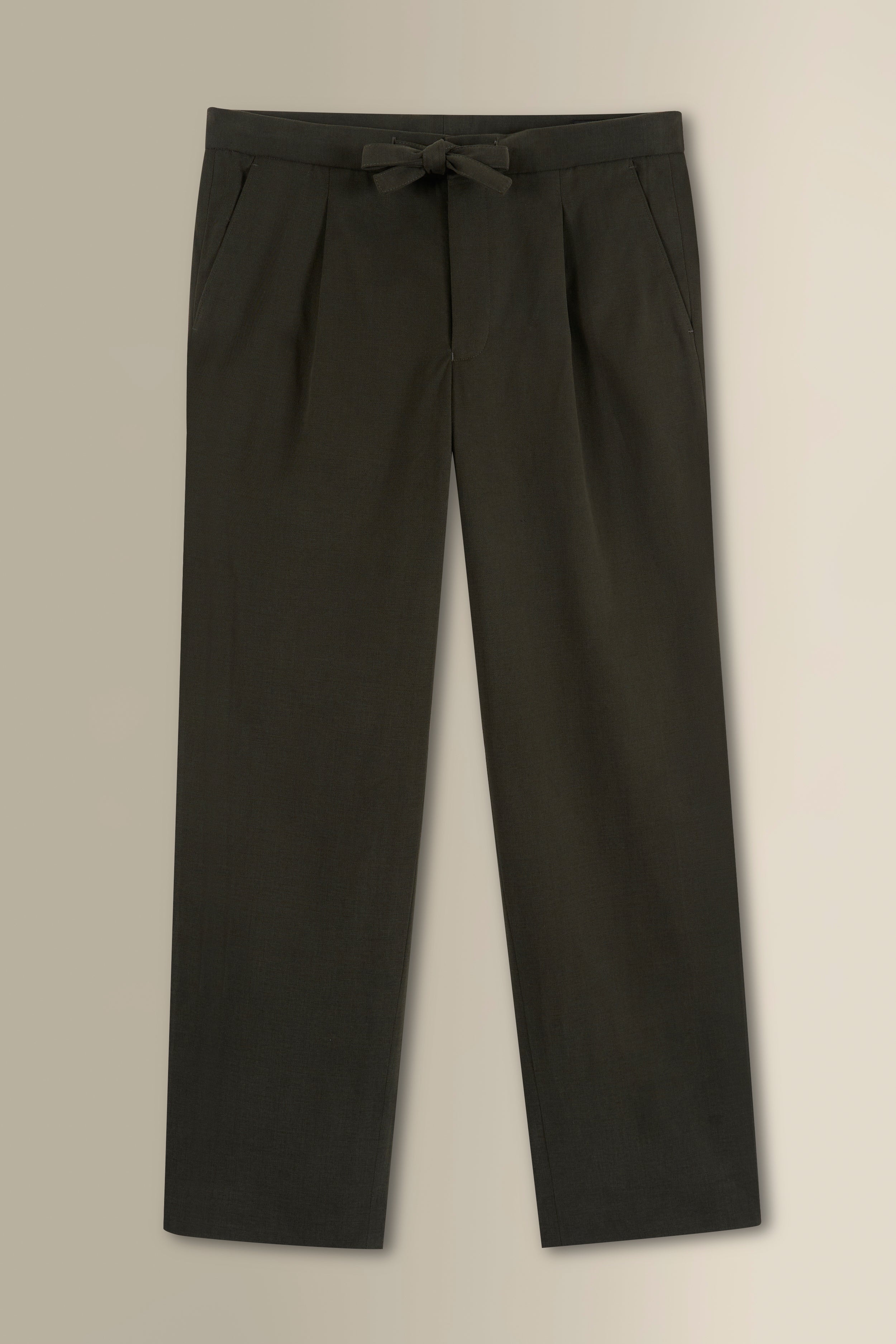 Olive Cotton Drawstring Trousers