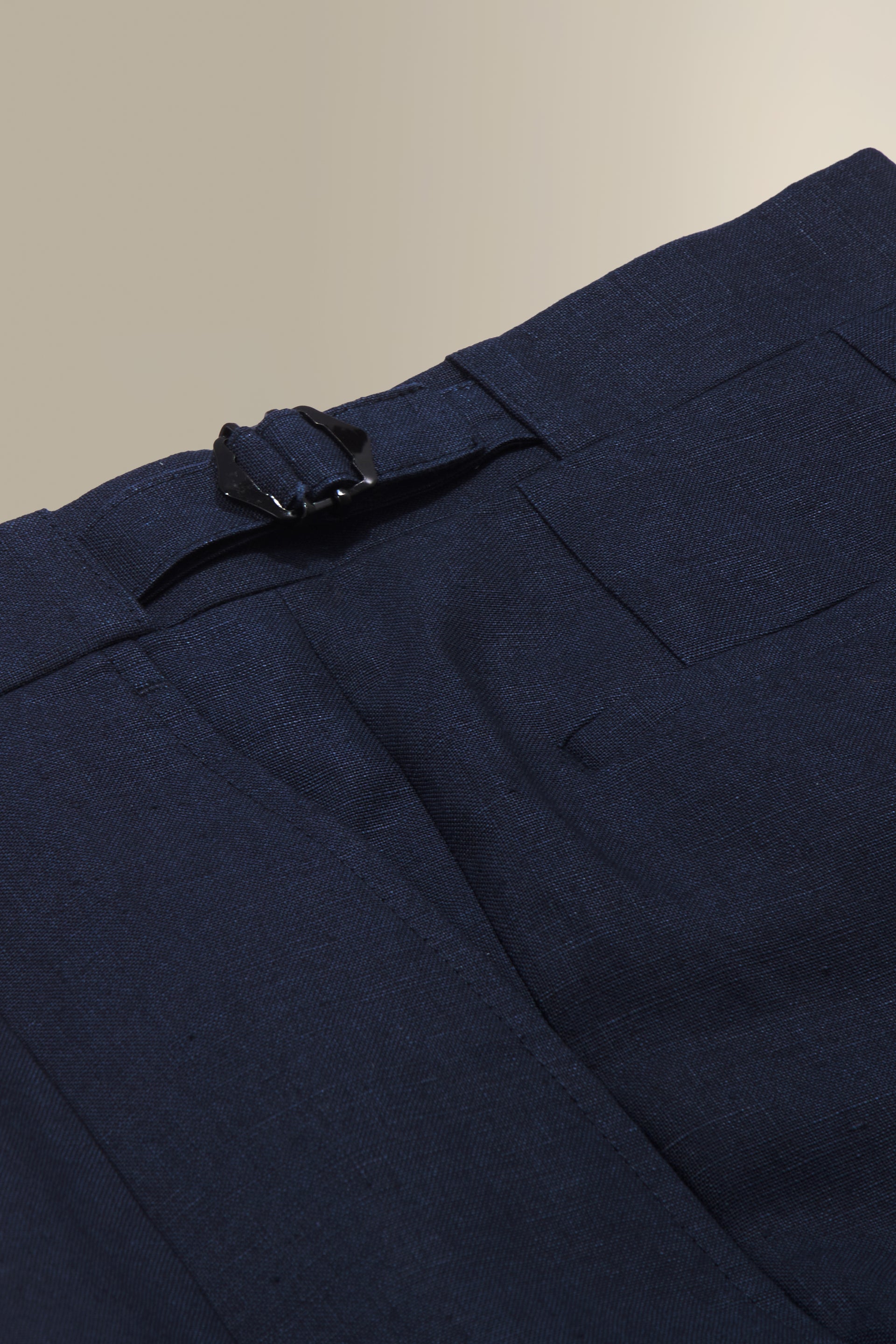 Navy Single Pleat Linen Trousers