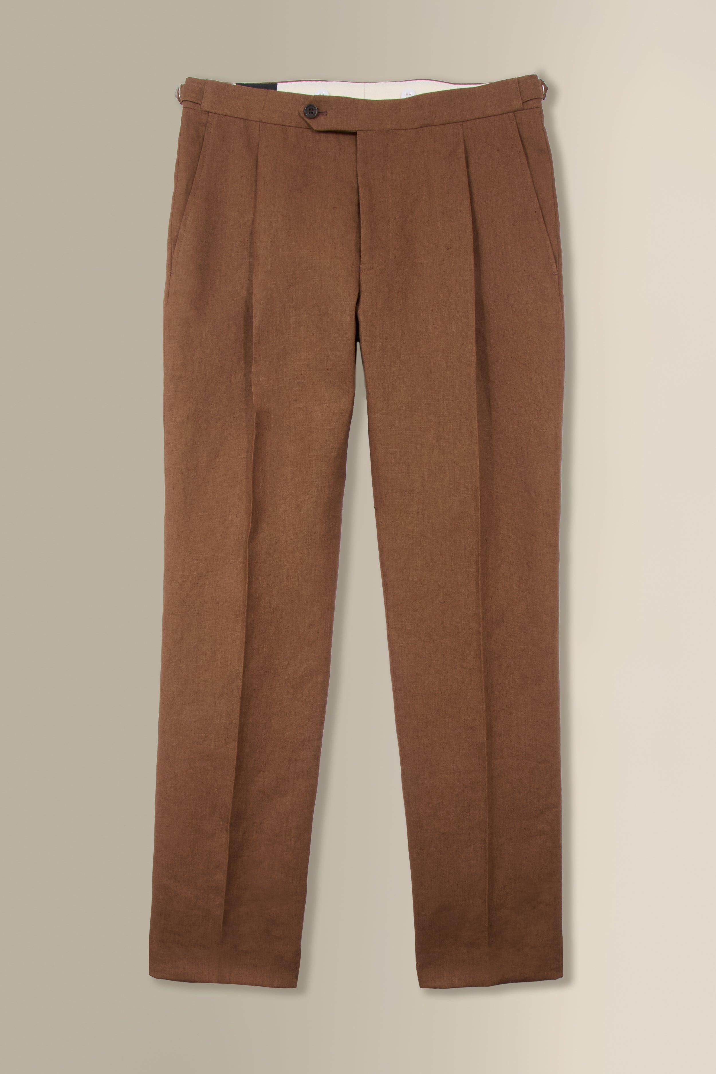 亀井 　Rota brown 1pleats linen pants Brown Single Pleat Linen Trousers – New and Lingwood